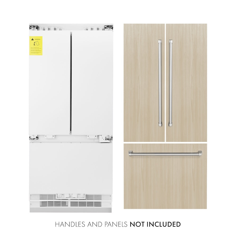 ZLINE 36 in. 19.6 cu. ft. Panel Ready French Door Built-In Bottom Freezer Refrigerator with Water Dispenser and Ice Maker (RBIV-36)
