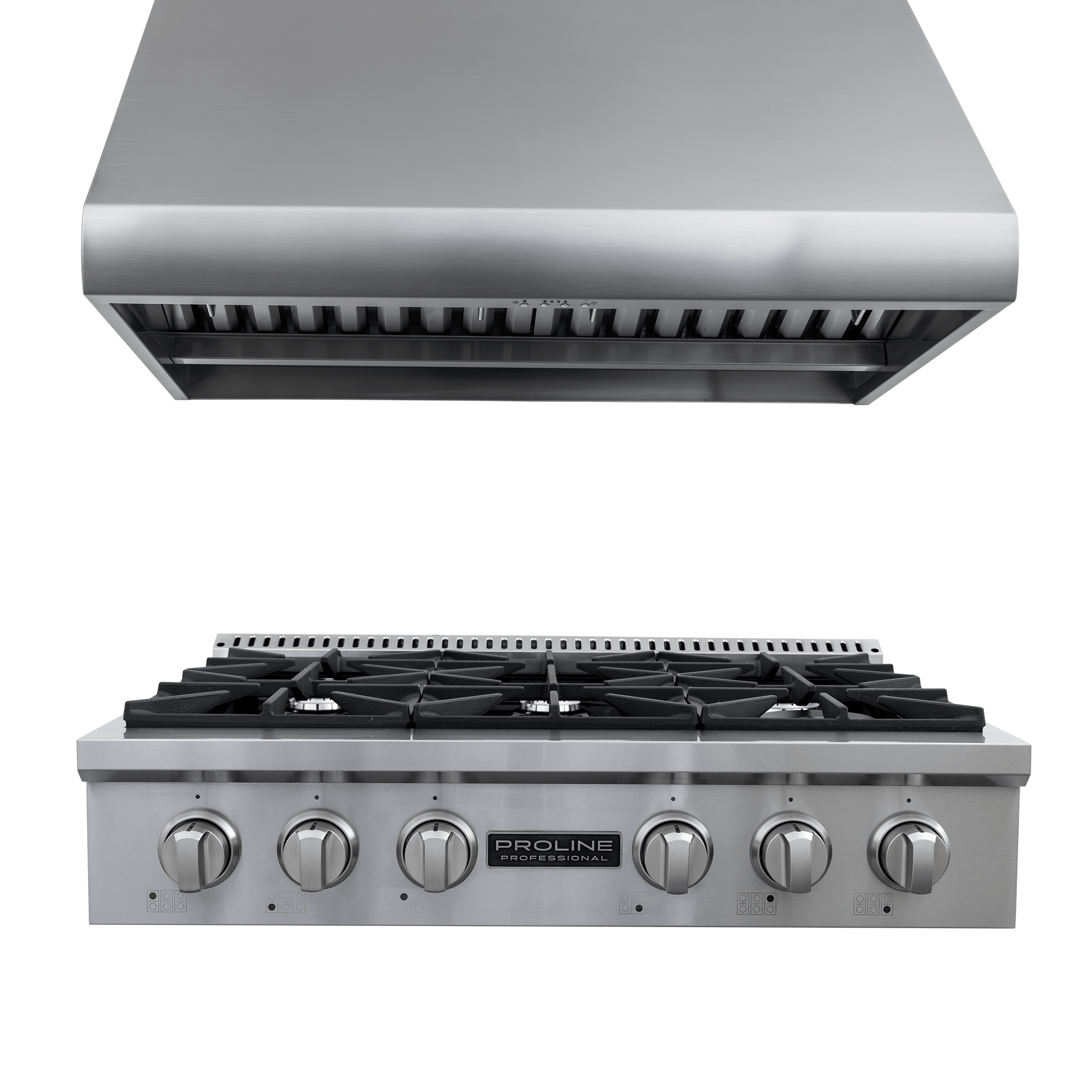 ProlineRangeHoods.com: Save 10% on PLST 36" Gas Range + PLJW 109 36" Hood—six burners, sleek stainless steel.