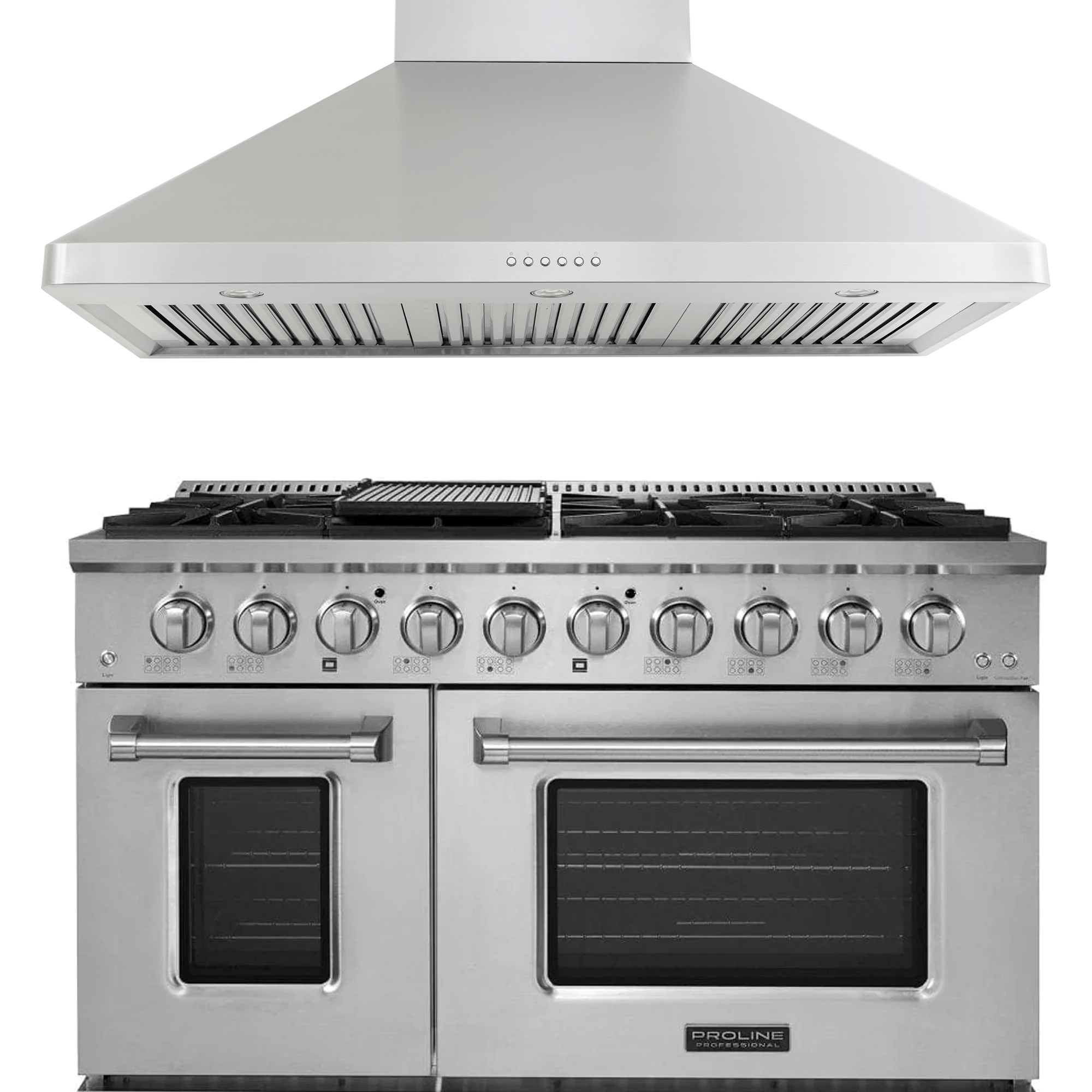 ProlineRangeHoods.com: The Proline PLSR 48" range & PLJW 129 hood bundle upgrades your kitchen and saves you 10%.
