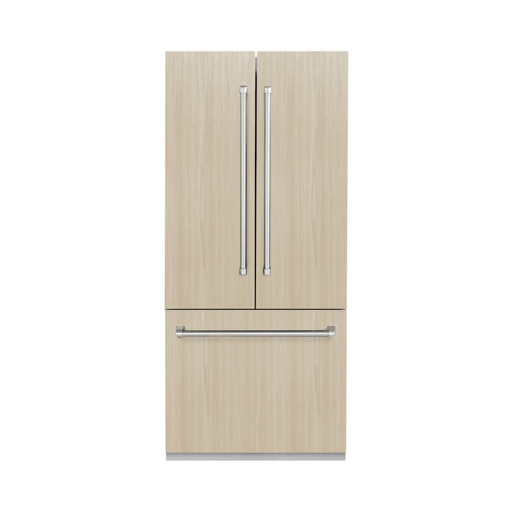 ZLINE 36 in. 19.6 cu. ft. Panel Ready French Door Built-In Bottom Freezer Refrigerator with Water Dispenser and Ice Maker (RBIV-36)
