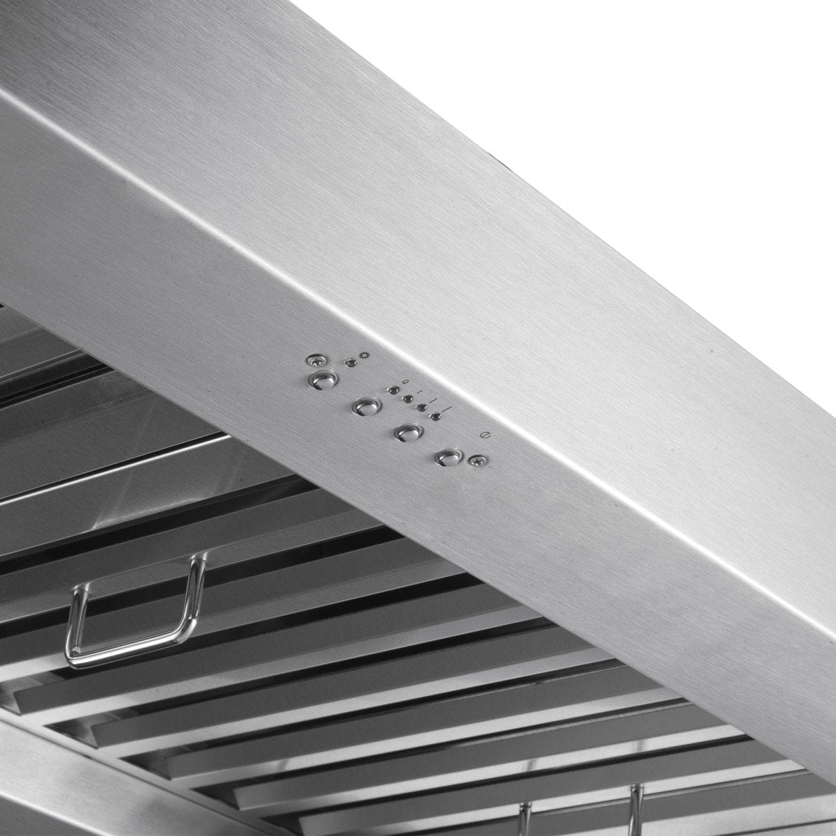 ProlineRangeHoods.com PLJI 103 stainless steel island range hood, 1200 CFM, dual motor, metal vents, outdoor option.