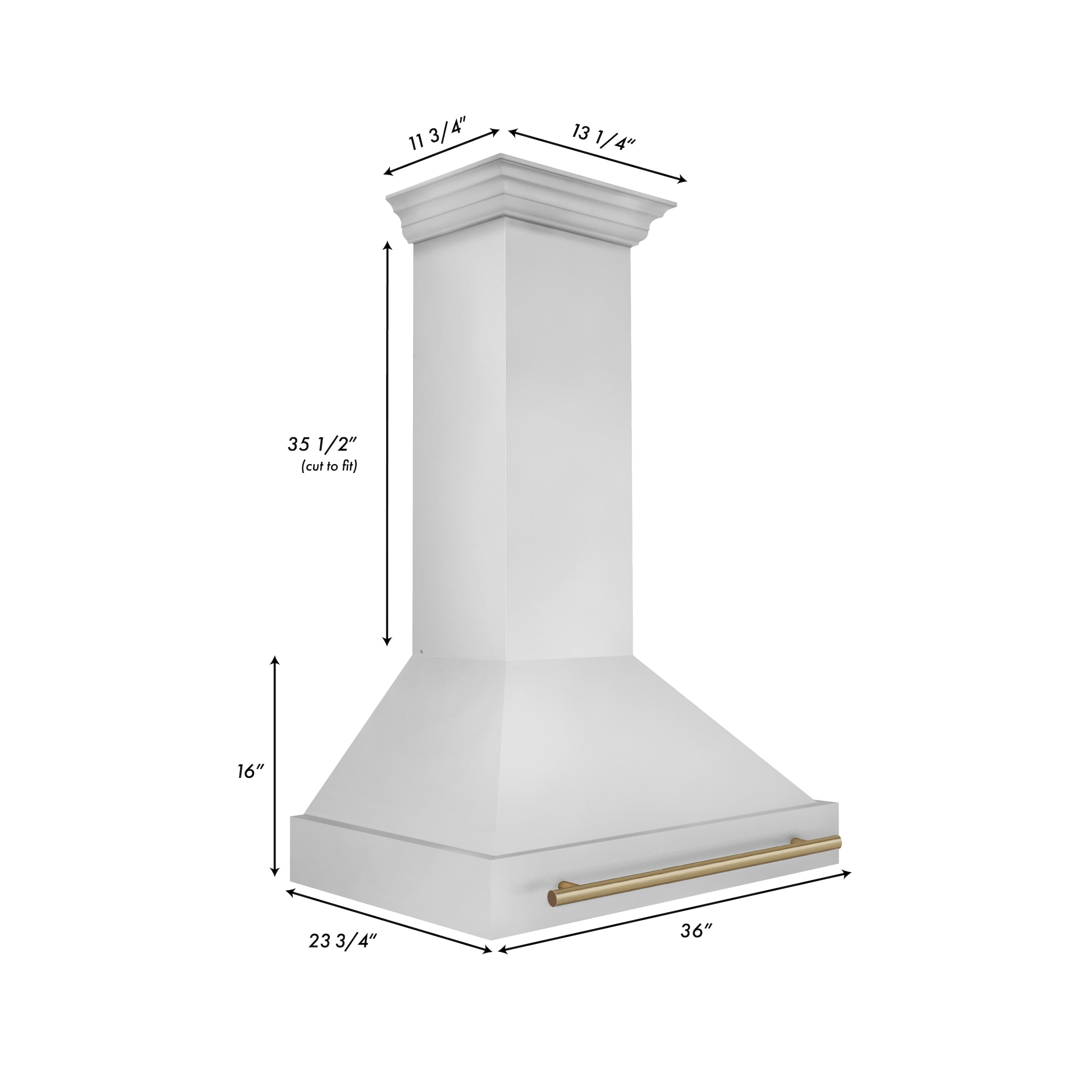 ZLINE Autograph Edition 36 in. Stainless Steel Range Hood with Stainless Steel Shell and Champagne Bronze Handle (8654STZ-36-CB)