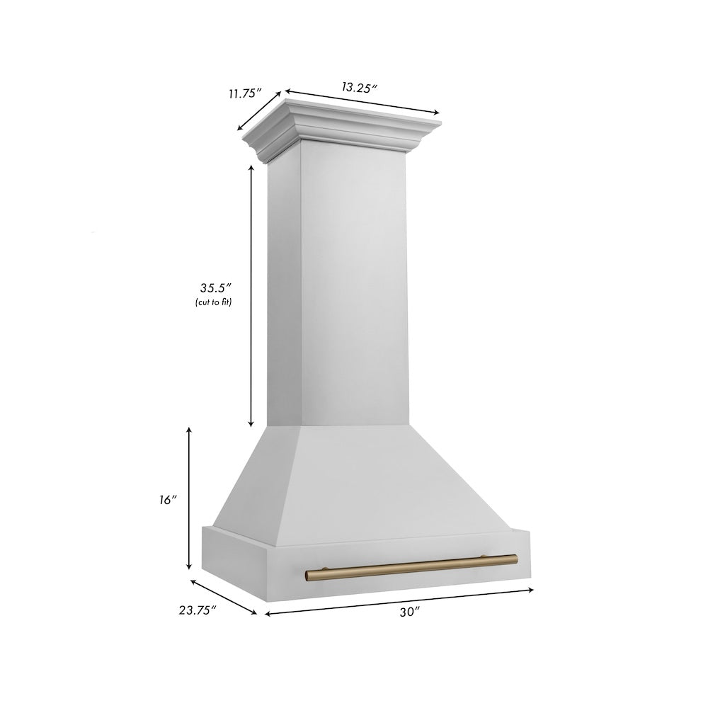 ZLINE Autograph Edition 30 in. Stainless Steel Range Hood with Stainless Steel Shell and Champagne Bronze Handle