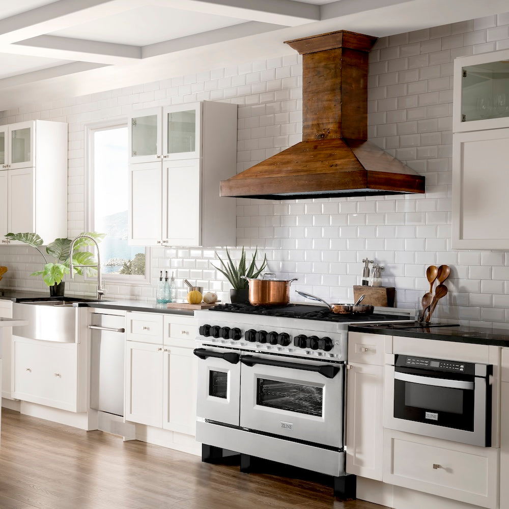 ZLINE Autograph Edition 48 in. 6.0 cu. ft. Legacy Dual Fuel Range with 7 Burner Gas Cooktop and 2 Electric Ovens in Stainless Steel and Champagne Bronze Accents (RAZ-48-CB)