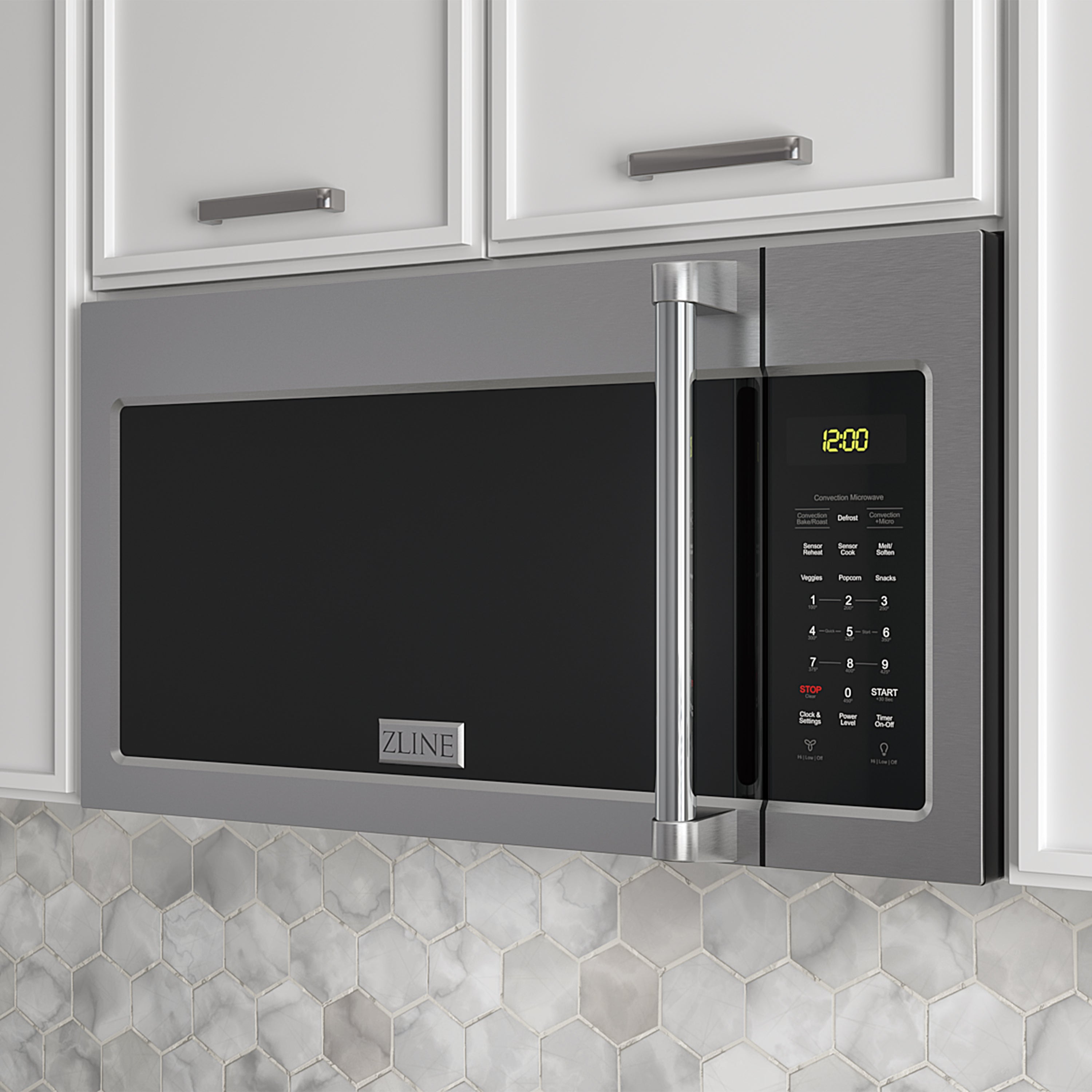 ZLINE 1.5 cu. ft. Over the Range Convection Microwave Oven in Stainless Steel with Traditional Handle and Sensor Cooking