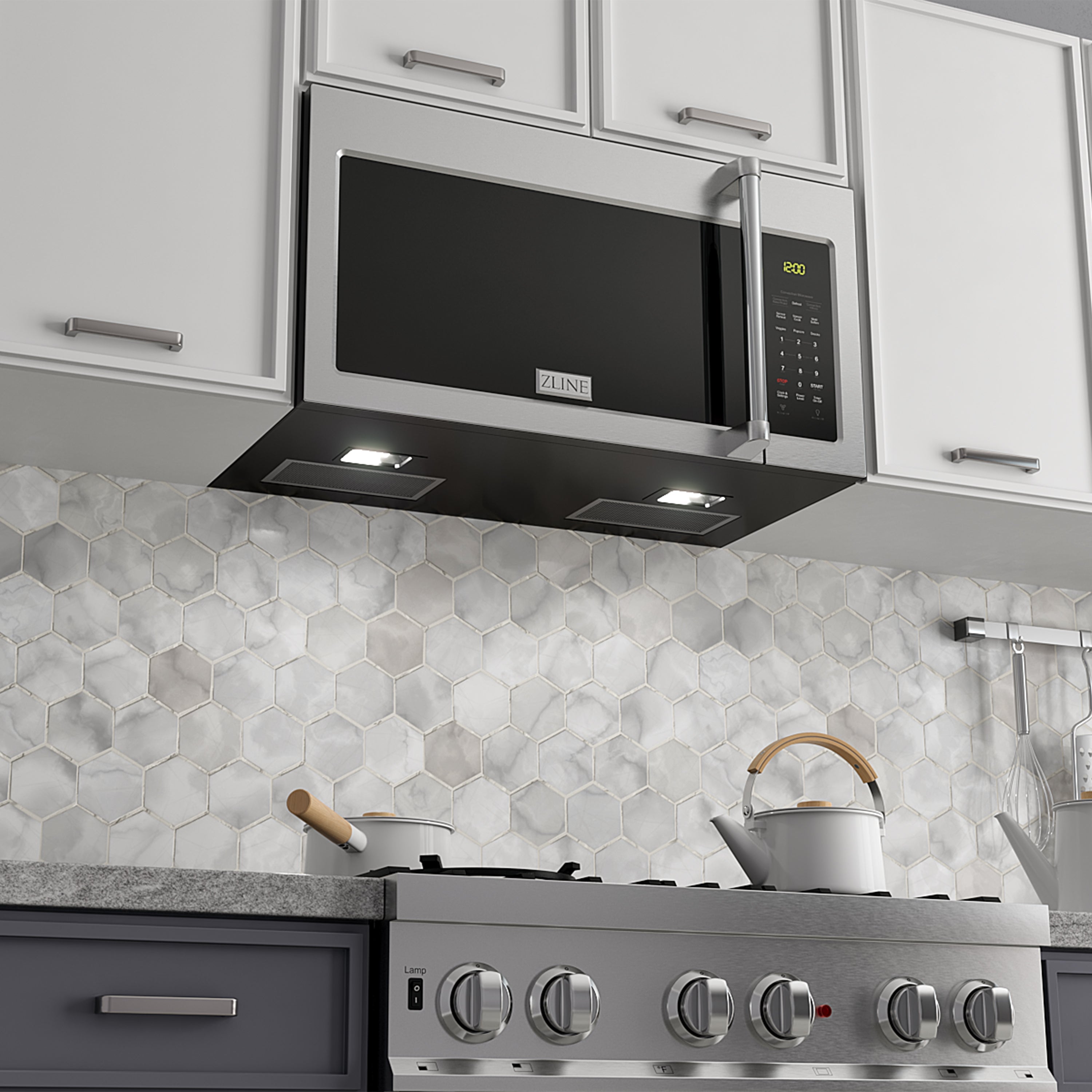 ZLINE 1.5 cu. ft. Over the Range Convection Microwave Oven in Stainless Steel with Traditional Handle and Sensor Cooking