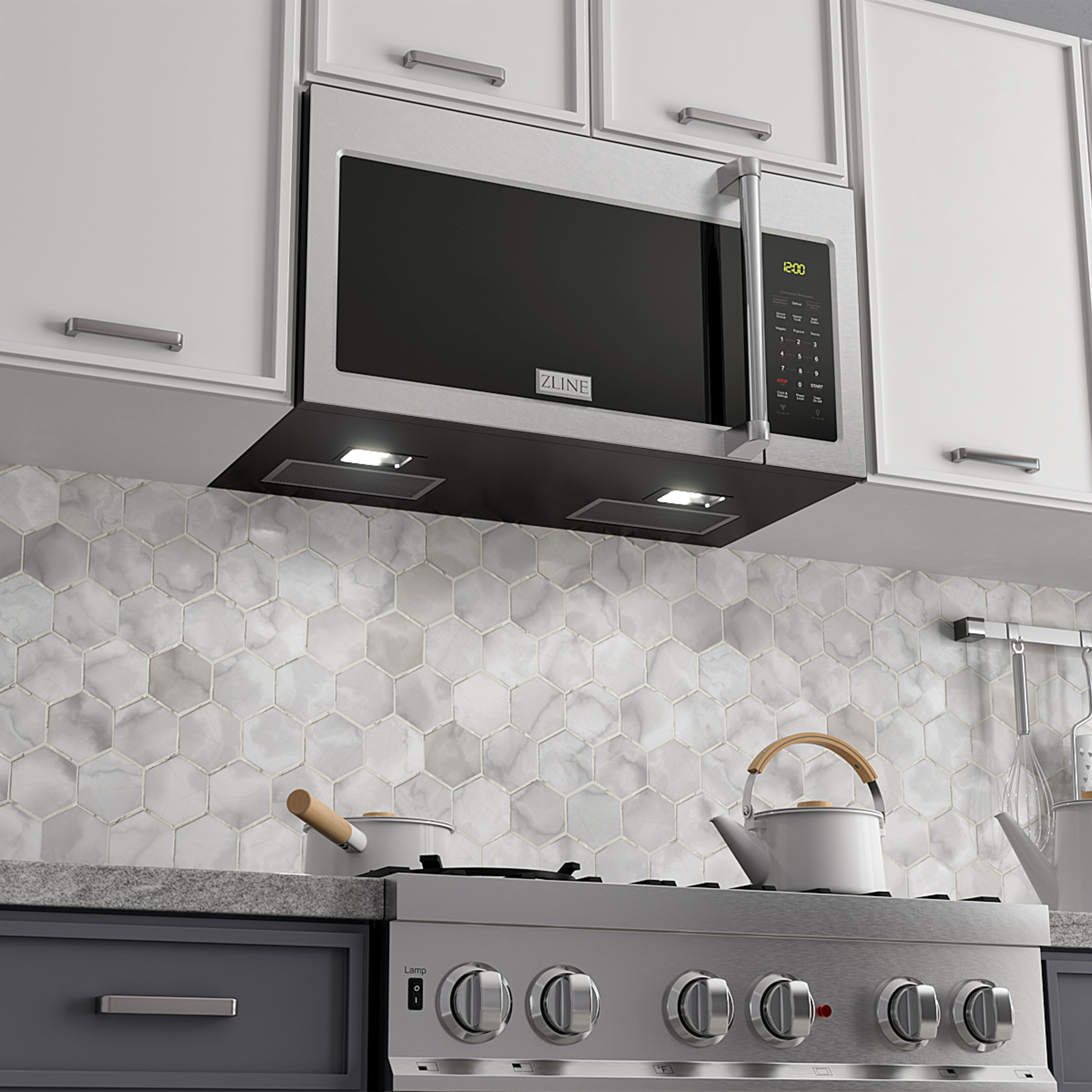 ZLINE 1.5 cu. 30ft. Over the Range Convection Microwave Oven in Fingerprint Resistant Stainless Steel with Traditional Handle and Sensor Cooking