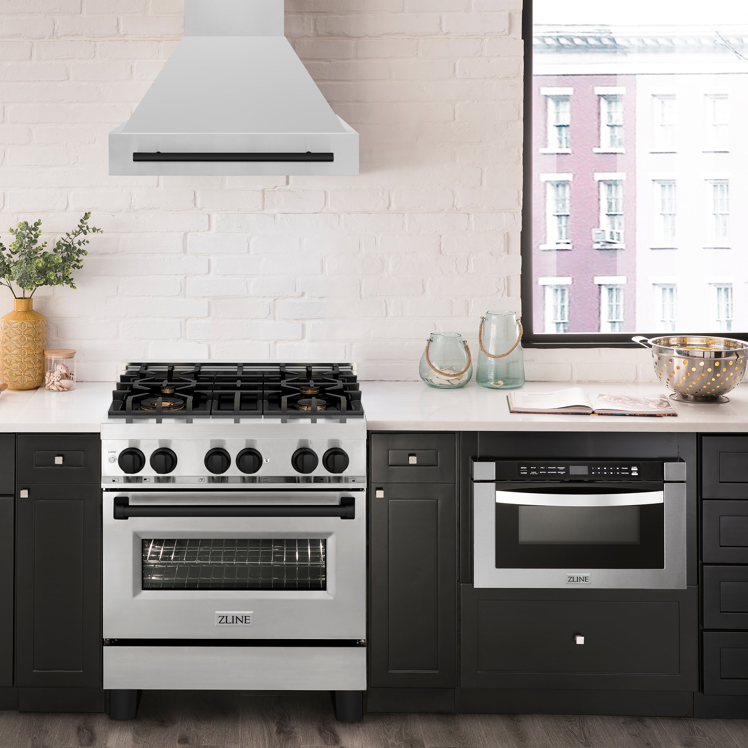ZLINE Autograph Edition 30 in. 4.0 cu. ft. Legacy Dual Fuel Range with 4 Burner Gas Cooktop and Electric Convection Oven in Stainless Steel and Champagne Bronze Accents (RAZ-30-CB)