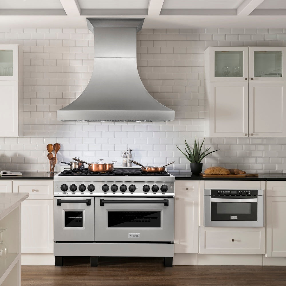 ZLINE Autograph Edition 48 in. 6.0 cu. ft. Legacy Dual Fuel Range with 7 Burner Gas Cooktop and 2 Electric Ovens in Stainless Steel and Champagne Bronze Accents (RAZ-48-CB)