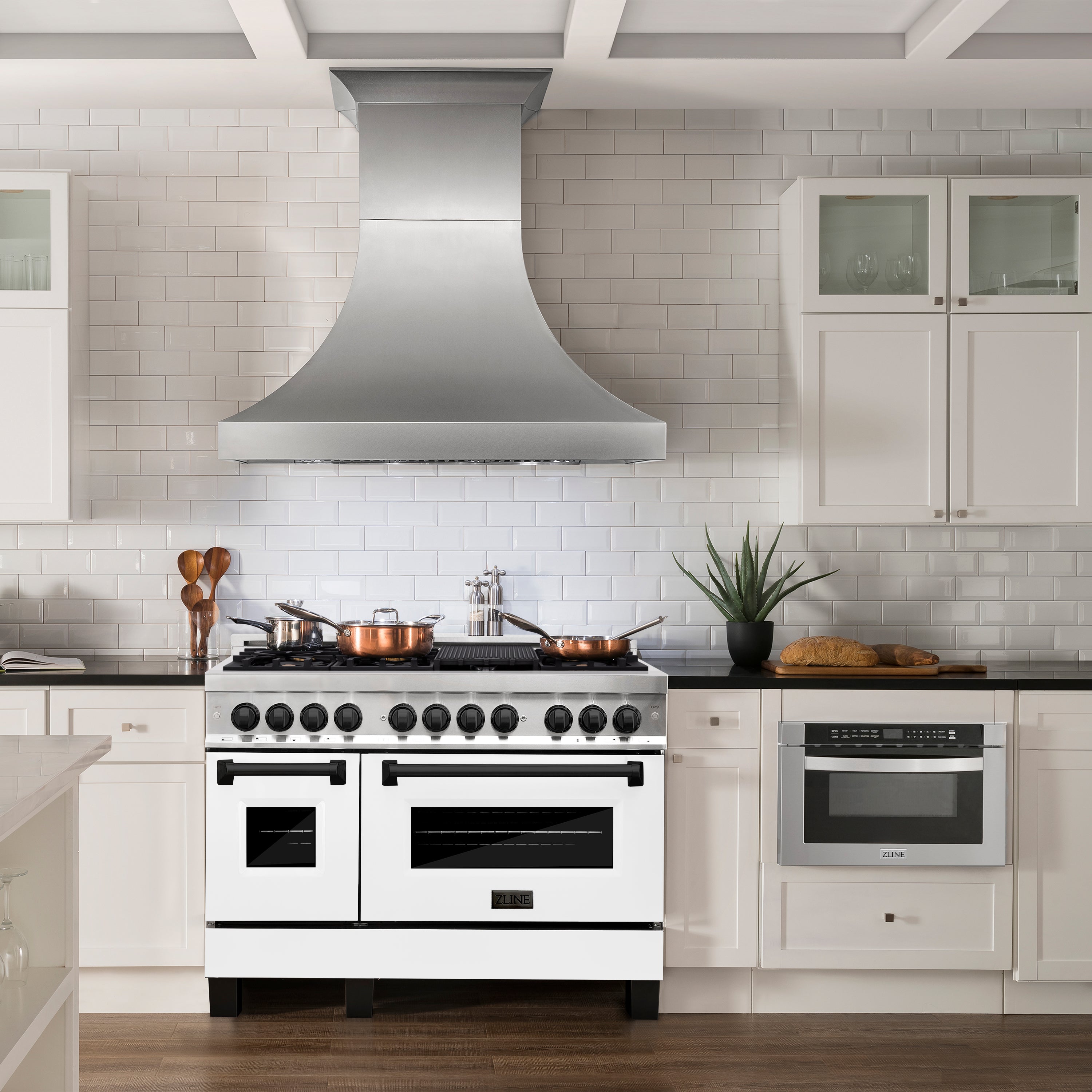 ZLINE Autograph Edition 48 in. 6.0 cu. ft. Legacy Dual Fuel Range with 7 Burner Gas Cooktop and 2 Electric Ovens in Stainless Steel and Champagne Bronze Accents (RAZ-48-CB)