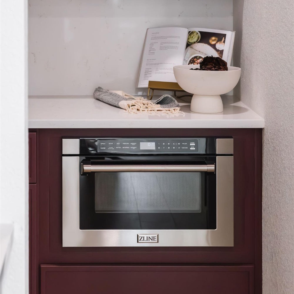 ZLINE 24" 1.2 cu. ft. Built-in Microwave Drawer with a Traditional Handle in Stainless Steel