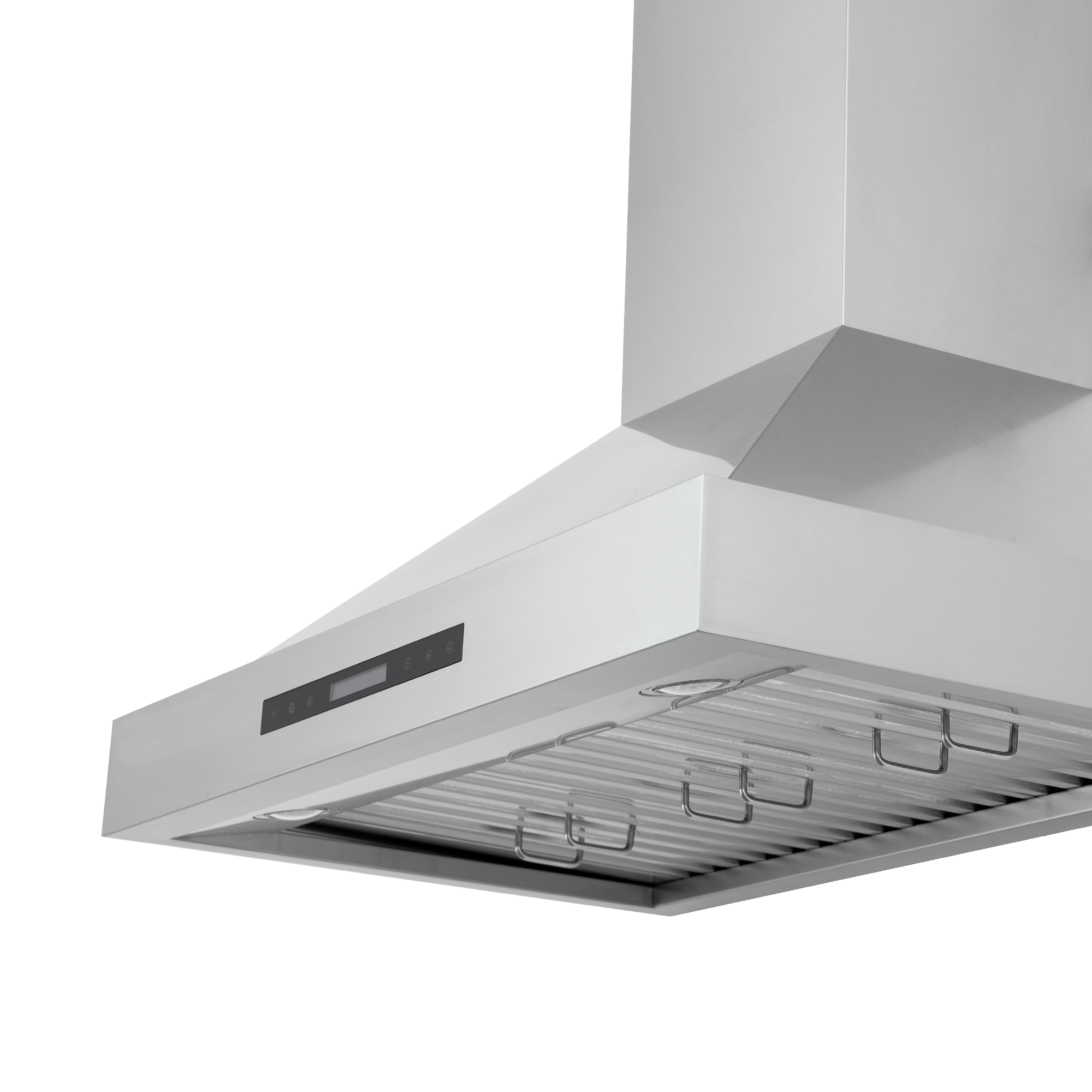 The Proline King Air SS wall range hood by Proline Range Hoods, shown from below. ProlineRangeHoods.com.