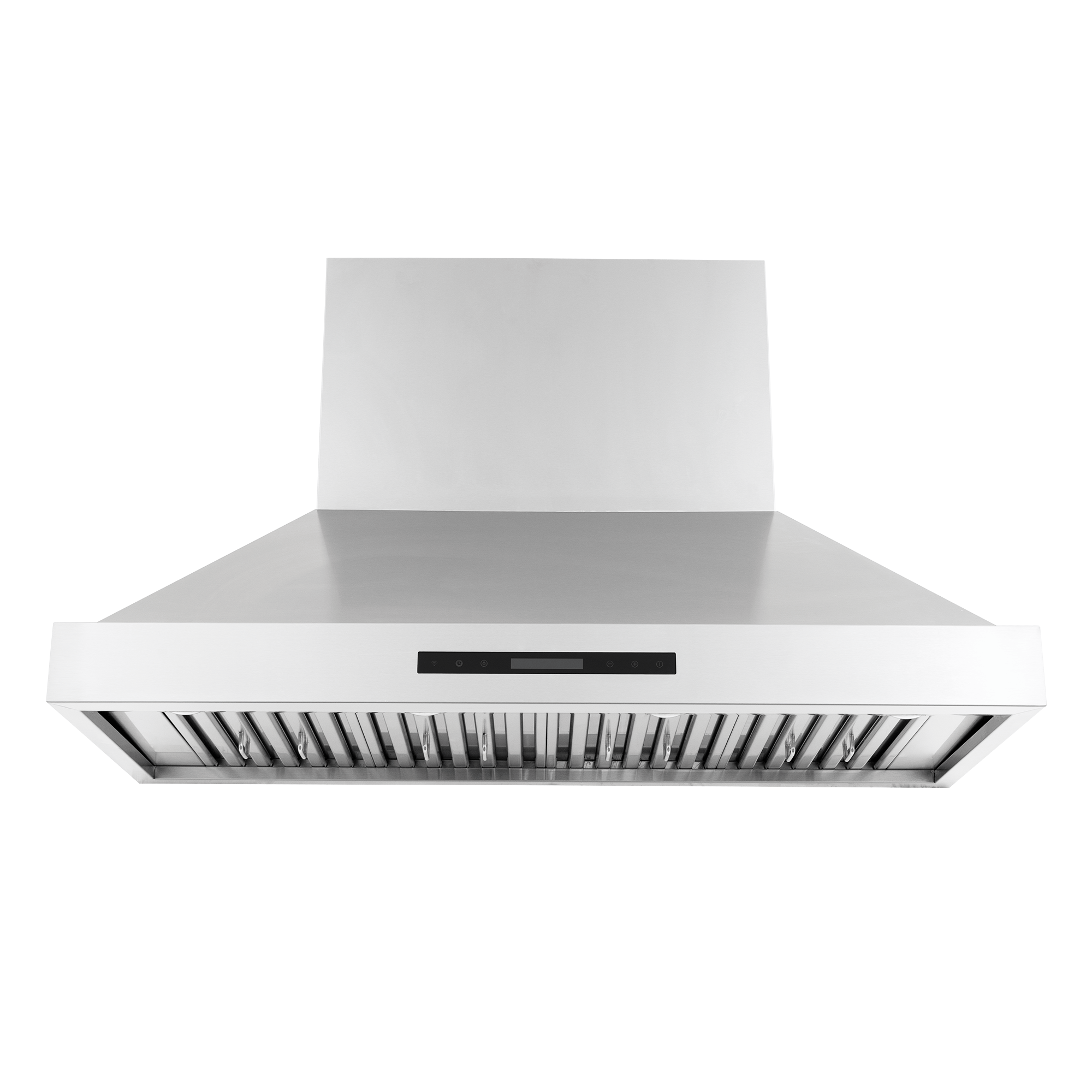 Proline King Air Dream Home Series wall-mounted hood with stainless finish, digital panel, 550/1200 CFM. ProlineRangeHoods.com.