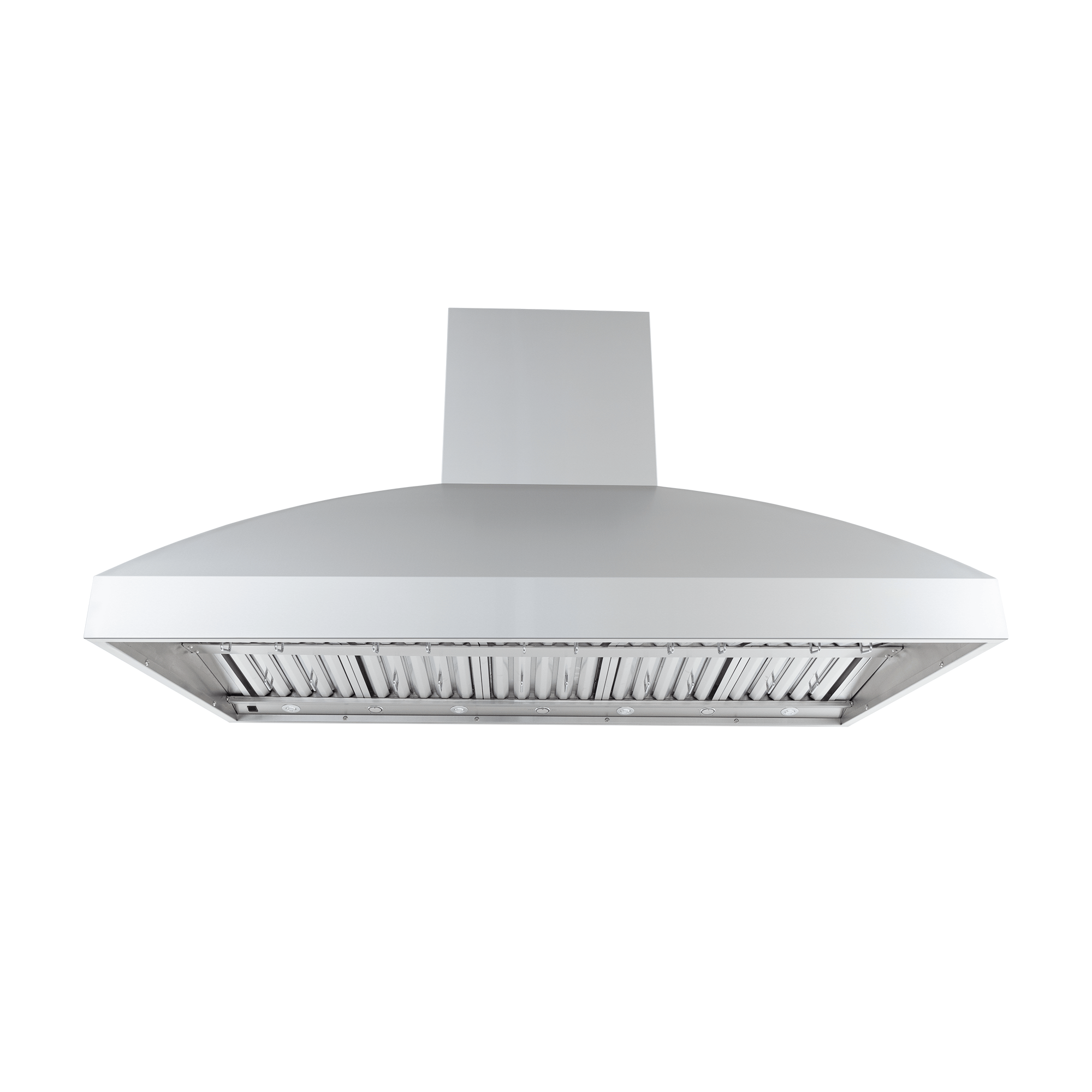 ProlineRangeHoods.com PLGI BBQ Pro: island ducted range hood, 2000 CFM, thick 304 stainless steel for outdoor kitchens.