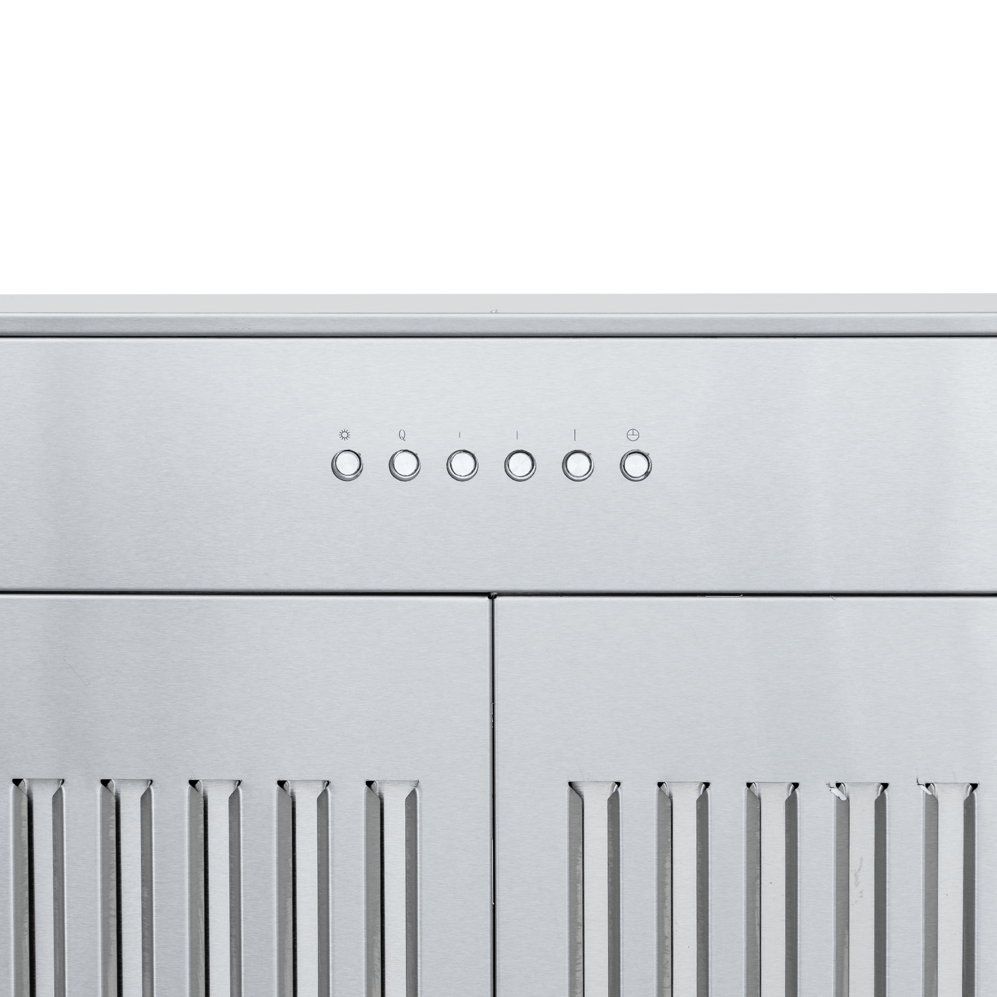Proline PLGL 185 600CFM Range Hood close-up, dual blowers, steel finish, controls, filters. ProlineRangeHoods.com.