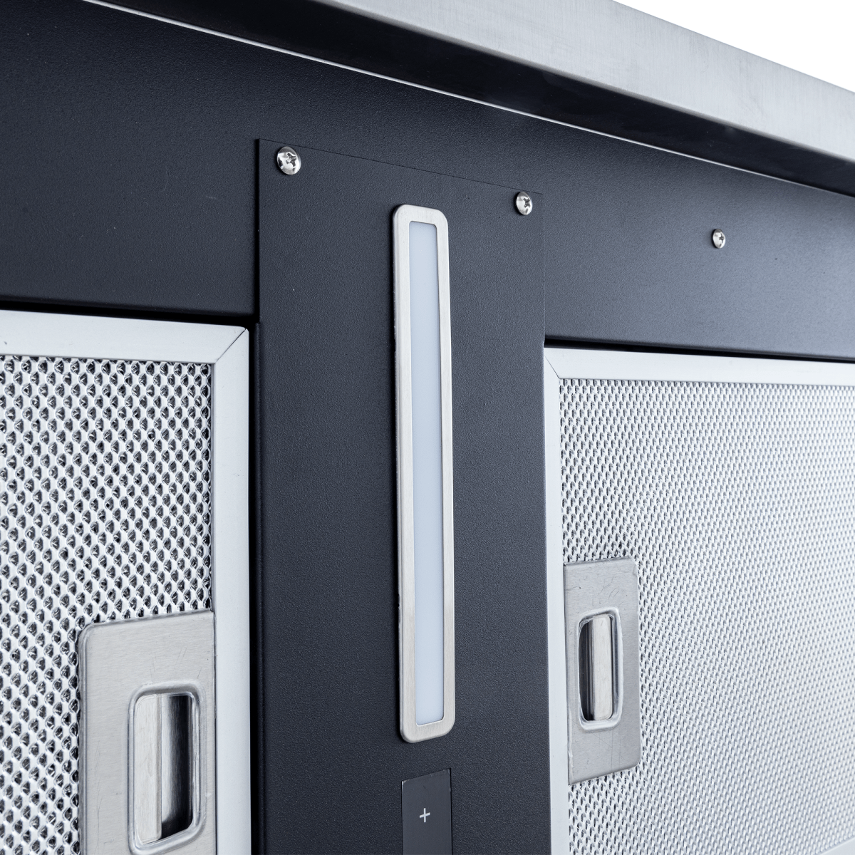 Proline PLFI 42" Ceiling Flush Mount Range Hood, stainless steel, mesh doors, LED light, 1200 CFM. ProlineRangeHoods.com.