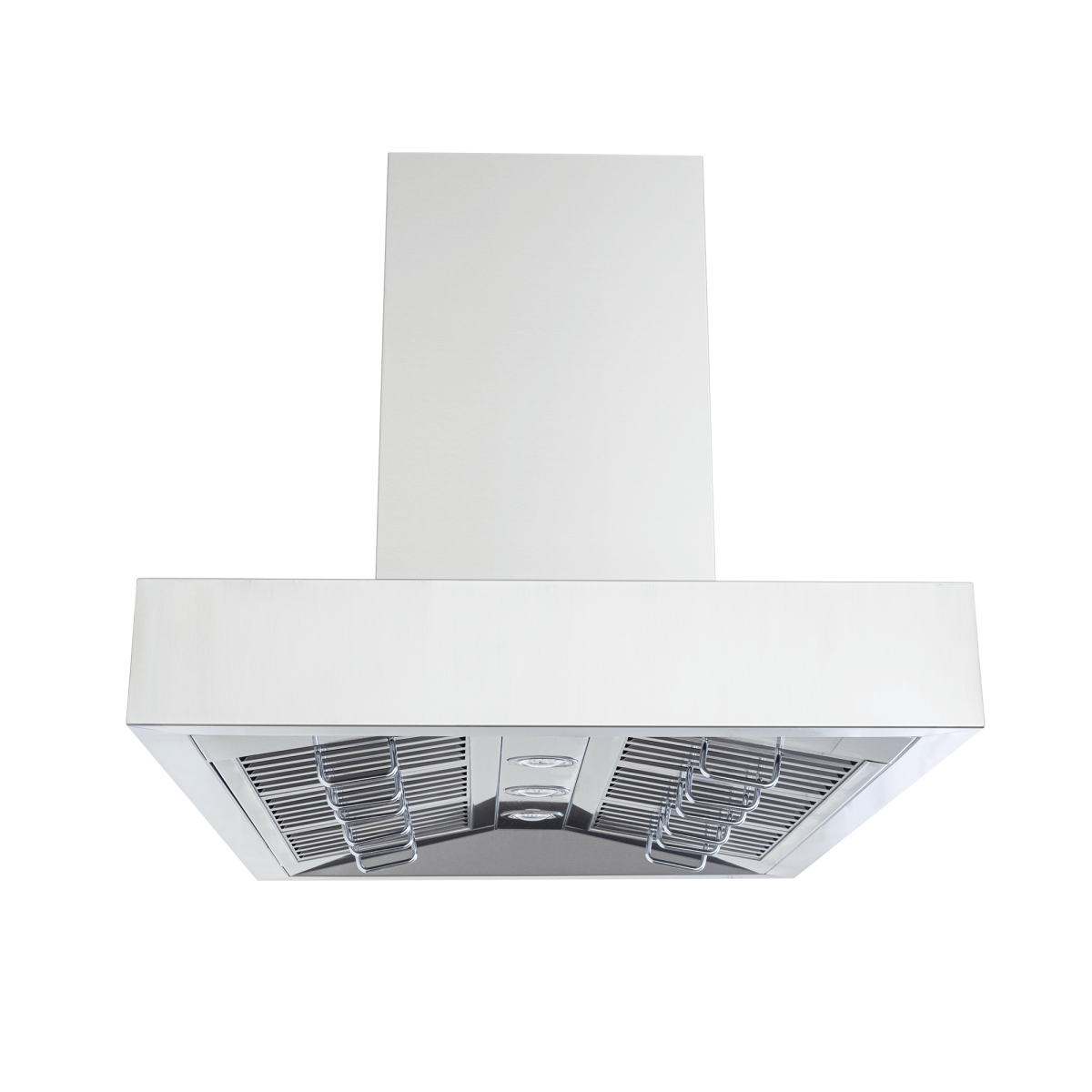 Proline PLFI 755 Island Range Hood, 1100 CFM dual motor, stainless steel, outdoor rated. ProlineRangeHoods.com.