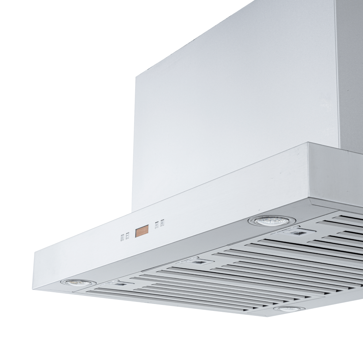 Proline PLFI 750 Island Range Hood with stainless steel, dual motor (1100 CFM), lights. ProlineRangeHoods.com.