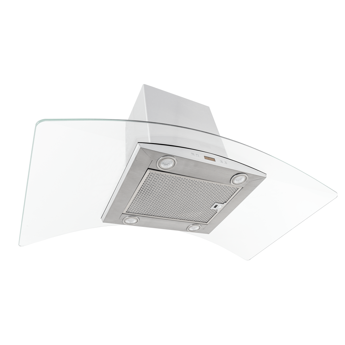 Proline PLFI 544 ducted island range hood, stainless finish, 600 CFM, built-in lights. ProlineRangeHoods.com.