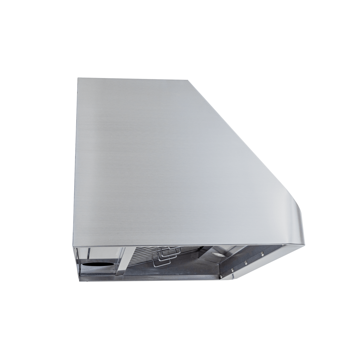 Proline PLJW 101 range hood, slanted front, stainless finish, 2000 CFM, under-cabinet. ProlineRangeHoods.com.