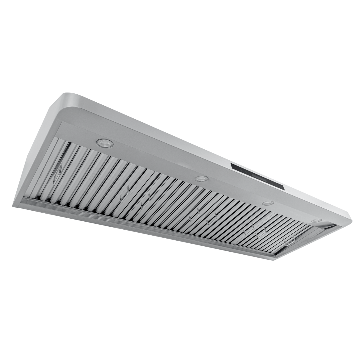ProlineRangeHoods.com PLJW 120 Under Cabinet Range Hood in stainless steel, 900/1800 CFM, ductless option, built-in lights.
