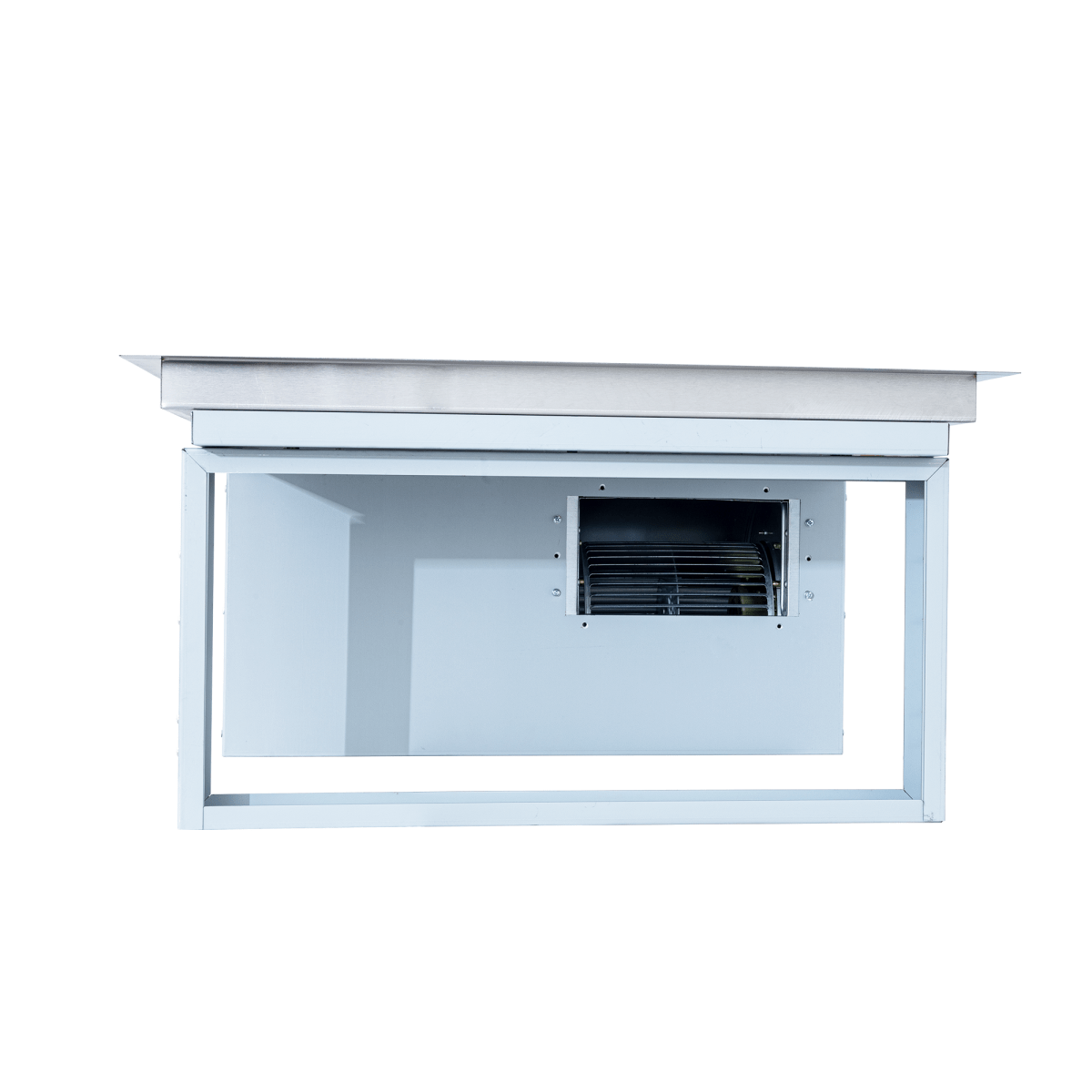 Proline PLFI 42” Ceiling Flush Mount Range Hood, stainless steel, 1200 CFM dual motor. ProlineRangeHoods.com.