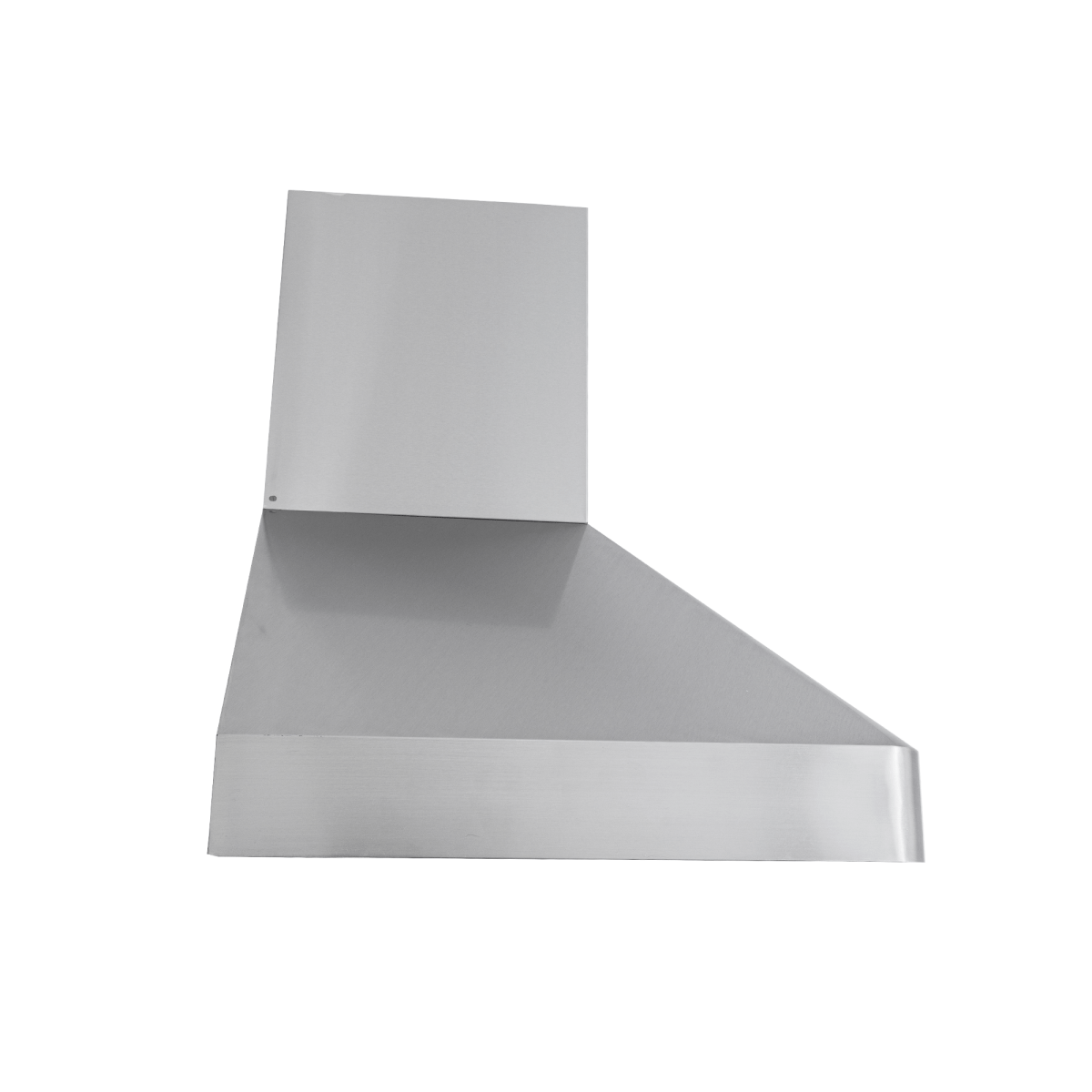 The PLJW 130 wall range hood in stainless steel, 900/1200 CFM, angular design; ProlineRangeHoods.com.