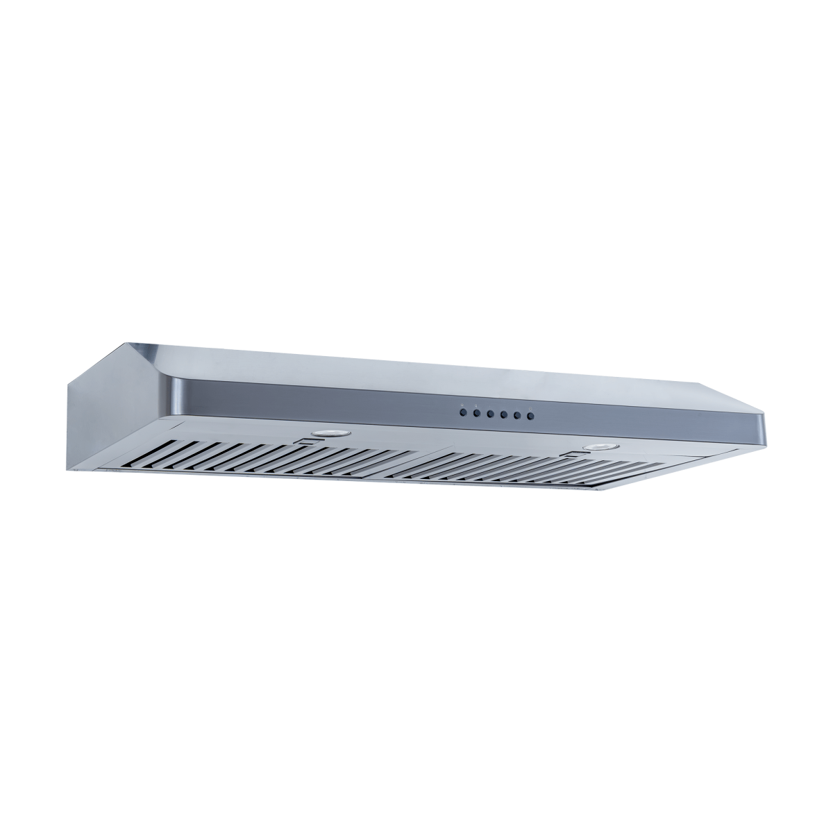 The Proline PLJW 185, a 600 CFM slim under-cabinet range hood from ProlineRangeHoods.com, has stainless steel and vent slats.