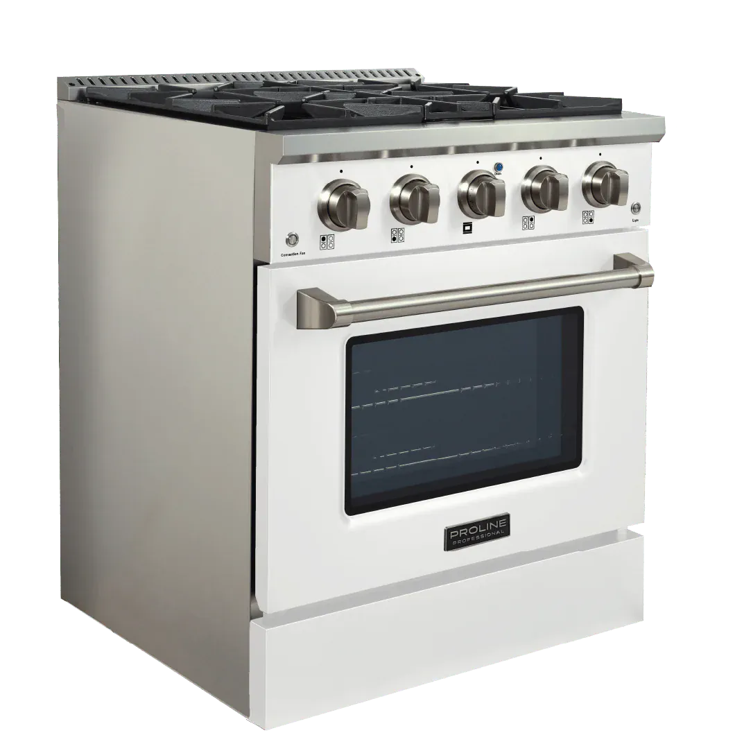 Elevate your cooking with the Proline PLSR Gas Range from ProlineRangeHoods.com in sleek stainless steel with convection oven.