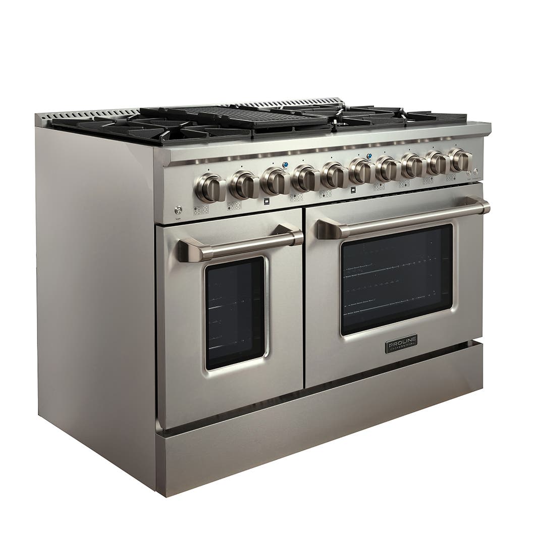 Proline Range Hoods Ranges in Kitchen Appliances Proline PLSR 48GG 48" All-Gas Freestanding Range | 8-Burner + Dual Ovens + Griddle | Stainless Steel