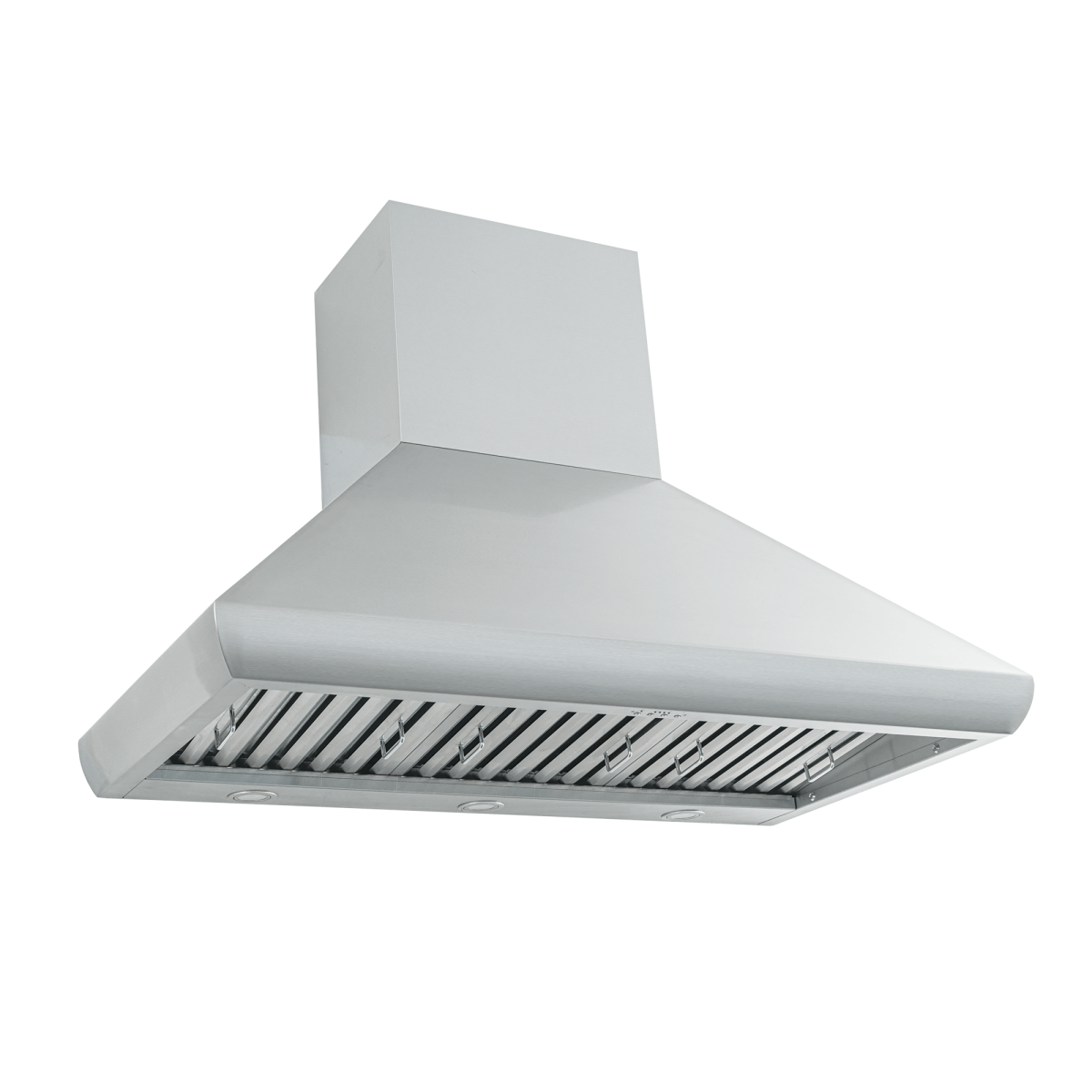 Proline PLJW 109 WC wall-mounted range hood, stainless steel, 1200 CFM. Shown on white. ProlineRangeHoods.com.