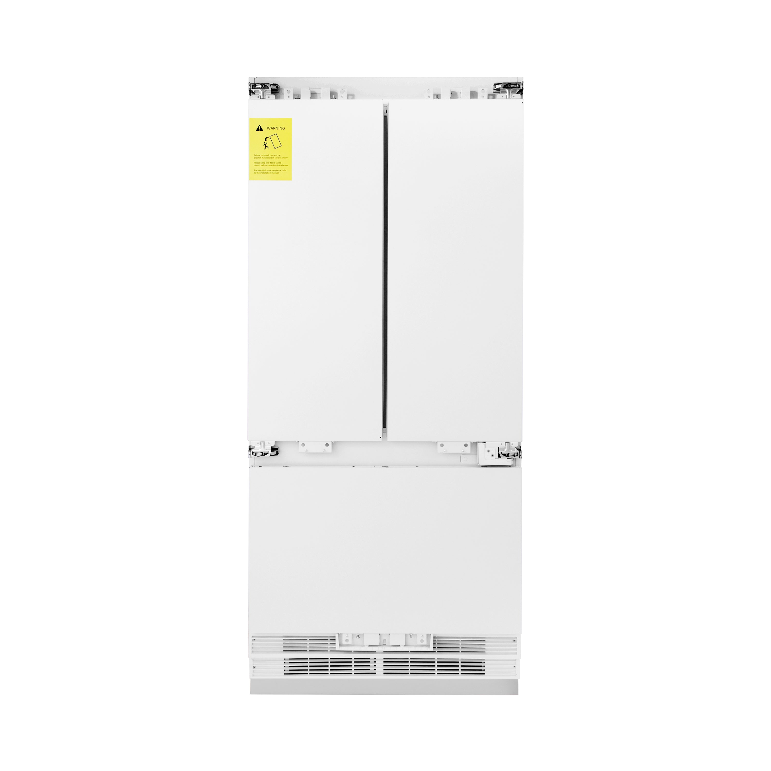 ZLINE Autograph Edition 36 in. 19.6 cu. ft. Panel Ready French Door Built-In Bottom Freezer Refrigerator with Water Dispenser and Ice Maker with Polished Gold Accents (RBIVZ-36-G)