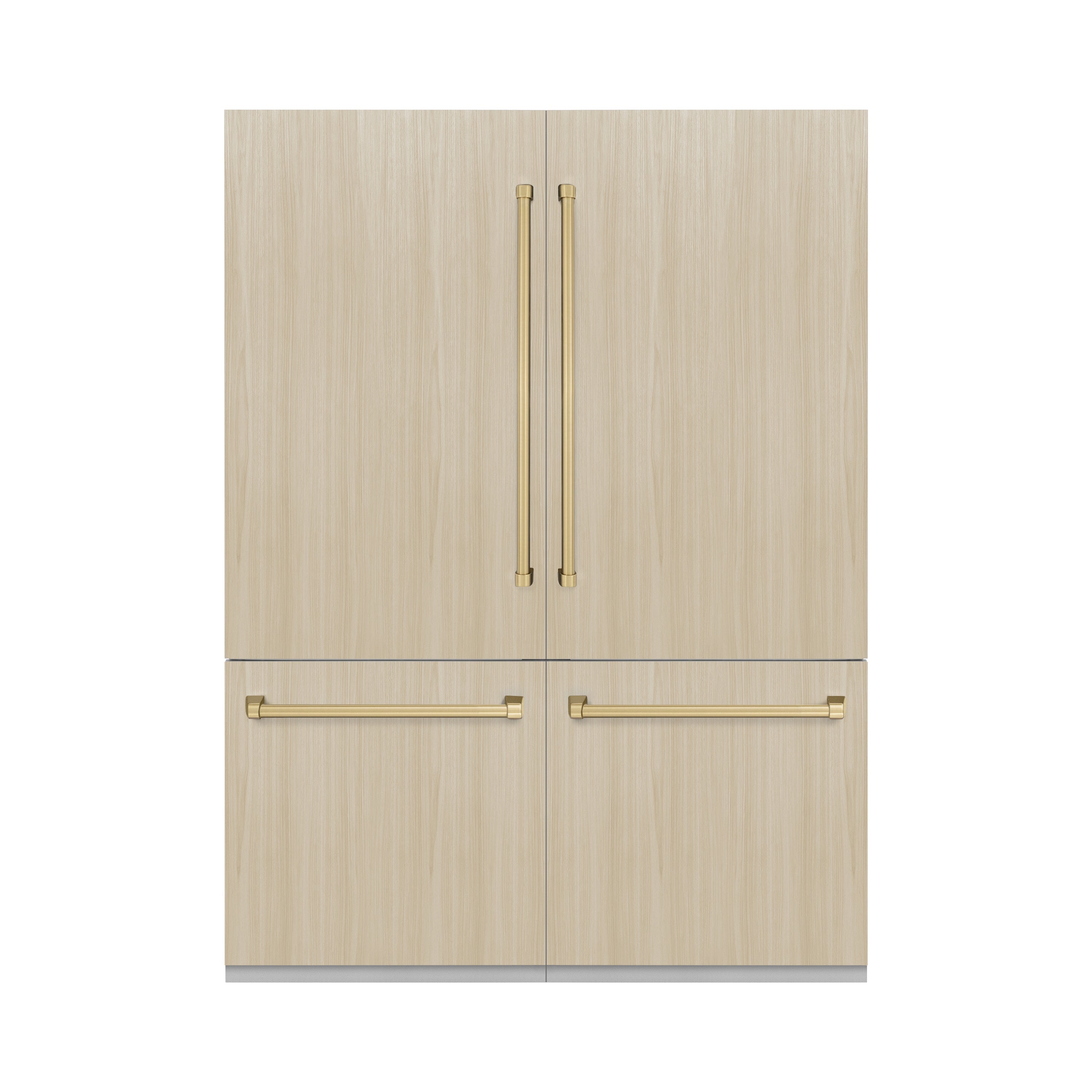 ZLINE Autograph Edition 60 in. 32.2 cu. ft. Panel Ready French Door Built-In Bottom Freezer Refrigerator with Water Dispenser and Ice Maker with Champagne Bronze Accents (RBIVZ-60-CB)
