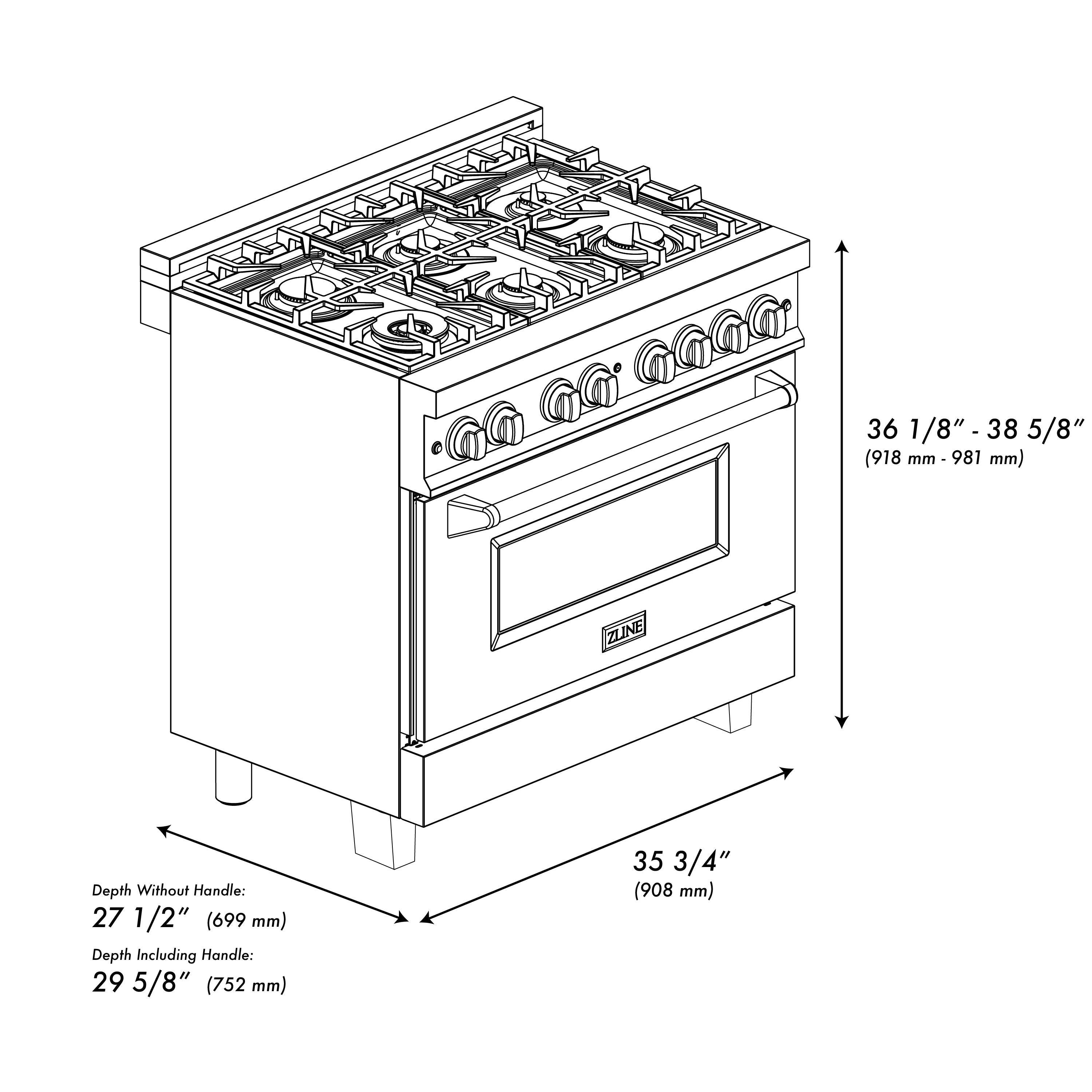 ZLINE Autograph Edition 36 in. 4.6 cu. ft. Legacy Dual Fuel Range with 6 Burner Gas Cooktop and Electric Convection Oven in Satin Stainless Steel and Polished Gold Accents (RASZ-SN-36-G)