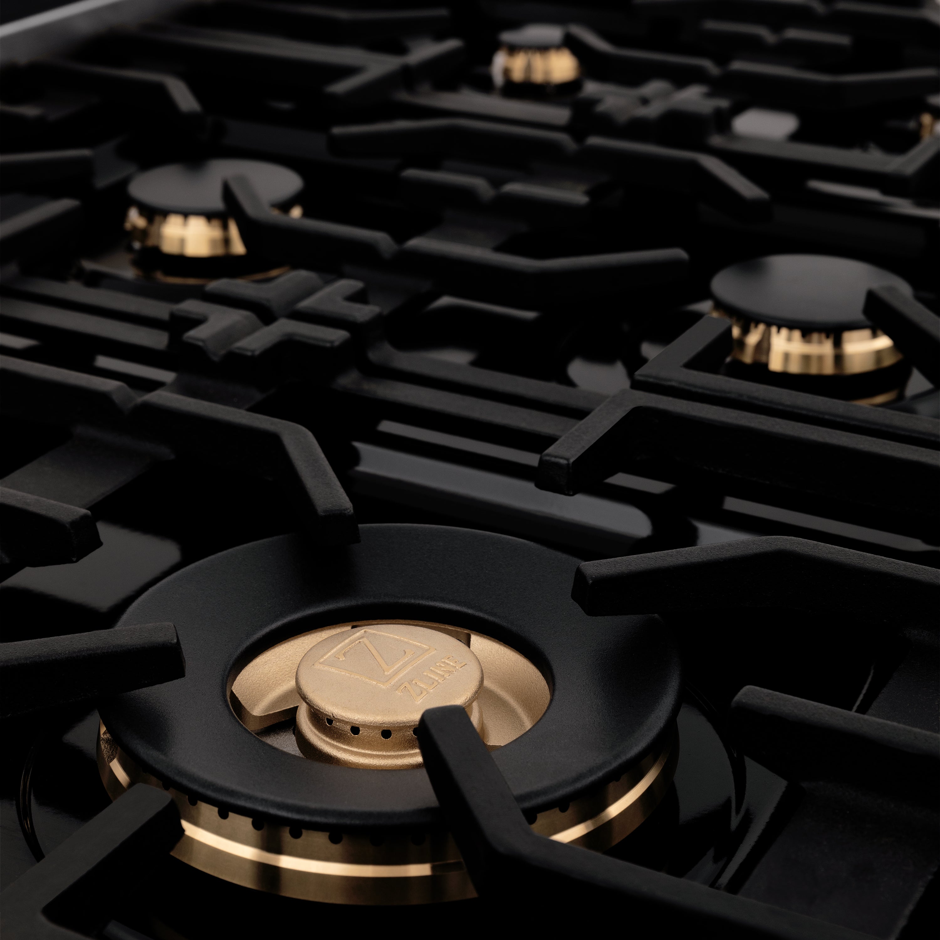 ZLINE Autograph Edition 60 in. 7.4 cu. ft. Legacy Dual Fuel Range with 9 Burner Gas Cooktop and 2 Electric Convection Ovens in Stainless Steel and Champagne Bronze Accents (RAZ-60-CB)