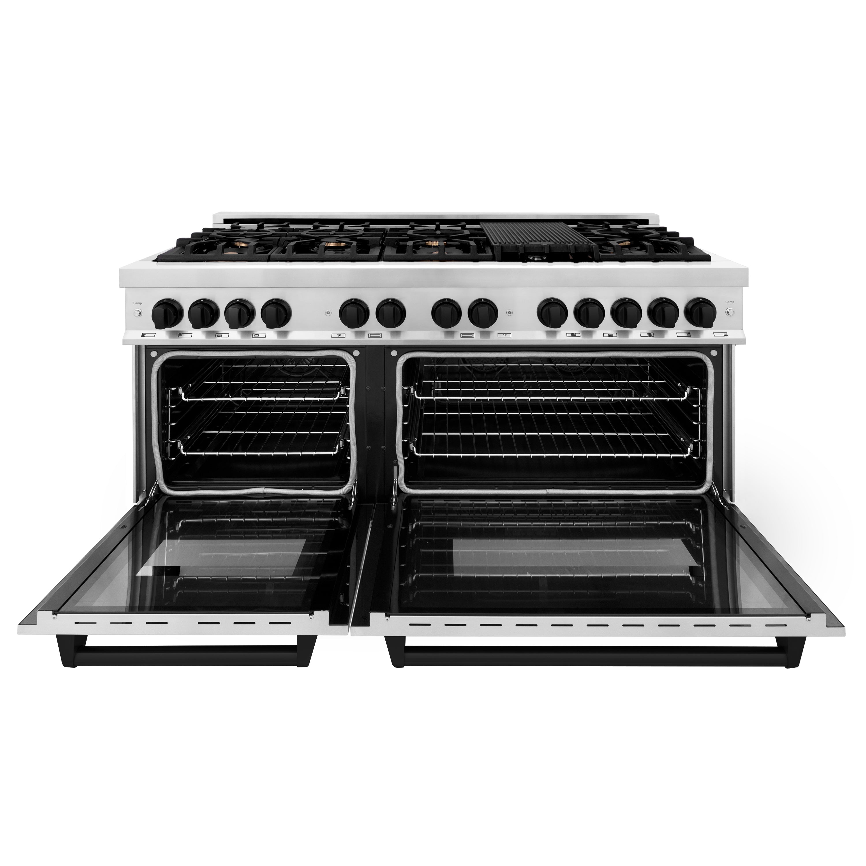 ZLINE Autograph Edition 60 in. 7.4 cu. ft. Legacy Dual Fuel Range with 9 Burner Gas Cooktop and 2 Electric Convection Ovens in Stainless Steel and Champagne Bronze Accents (RAZ-60-CB)