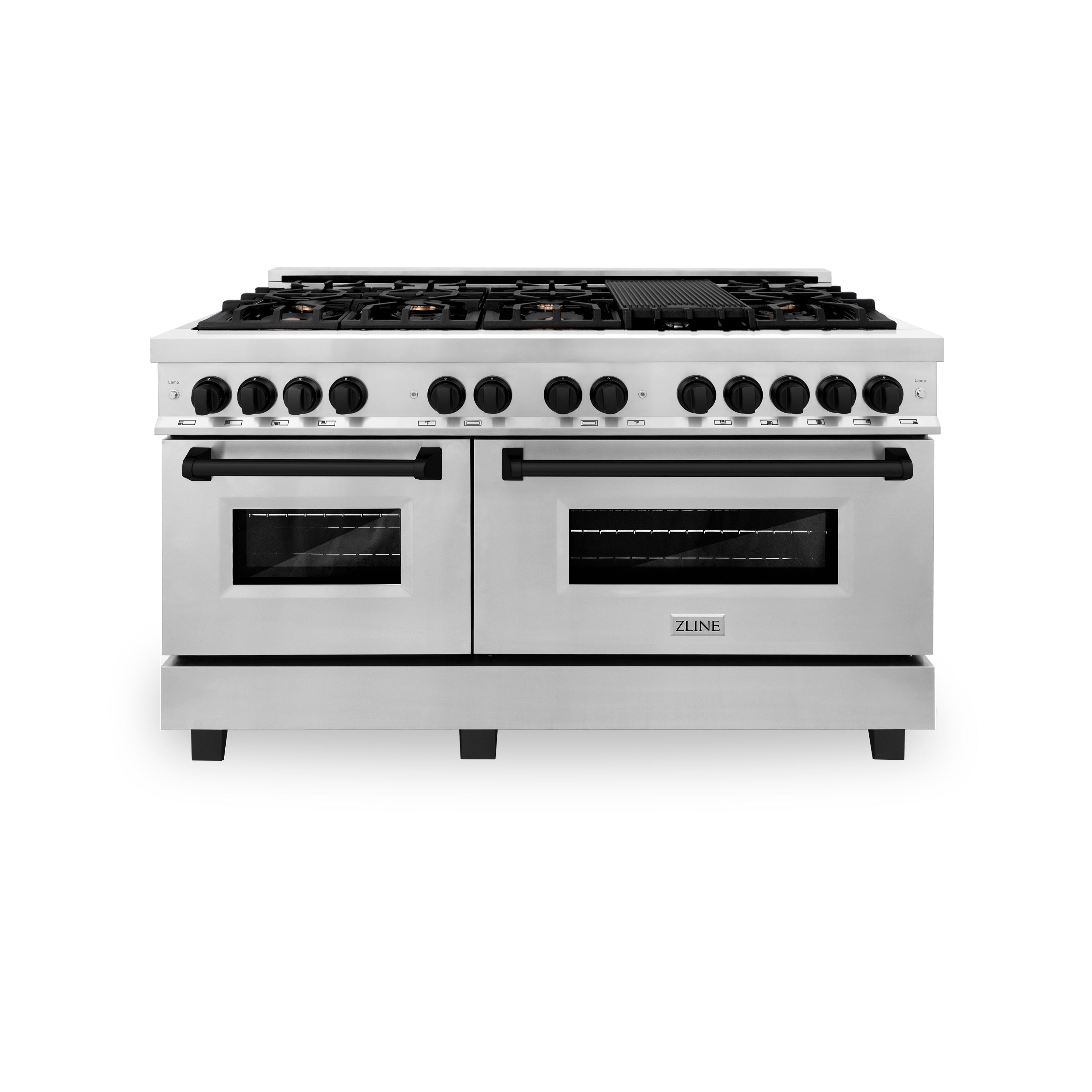 ZLINE Autograph Edition 60 in. 7.4 cu. ft. Legacy Dual Fuel Range with 9 Burner Gas Cooktop and 2 Electric Convection Ovens in Stainless Steel and Champagne Bronze Accents (RAZ-60-CB)