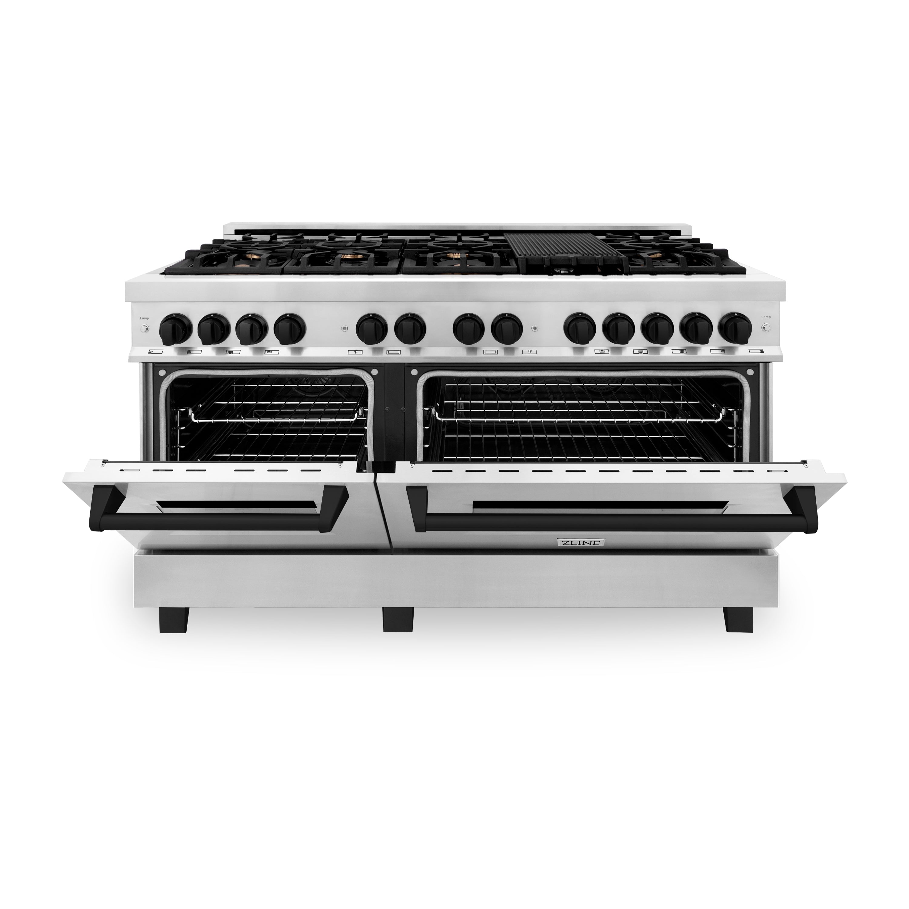 ZLINE Autograph Edition 60 in. 7.4 cu. ft. Legacy Dual Fuel Range with 9 Burner Gas Cooktop and 2 Electric Convection Ovens in Stainless Steel and Champagne Bronze Accents (RAZ-60-CB)