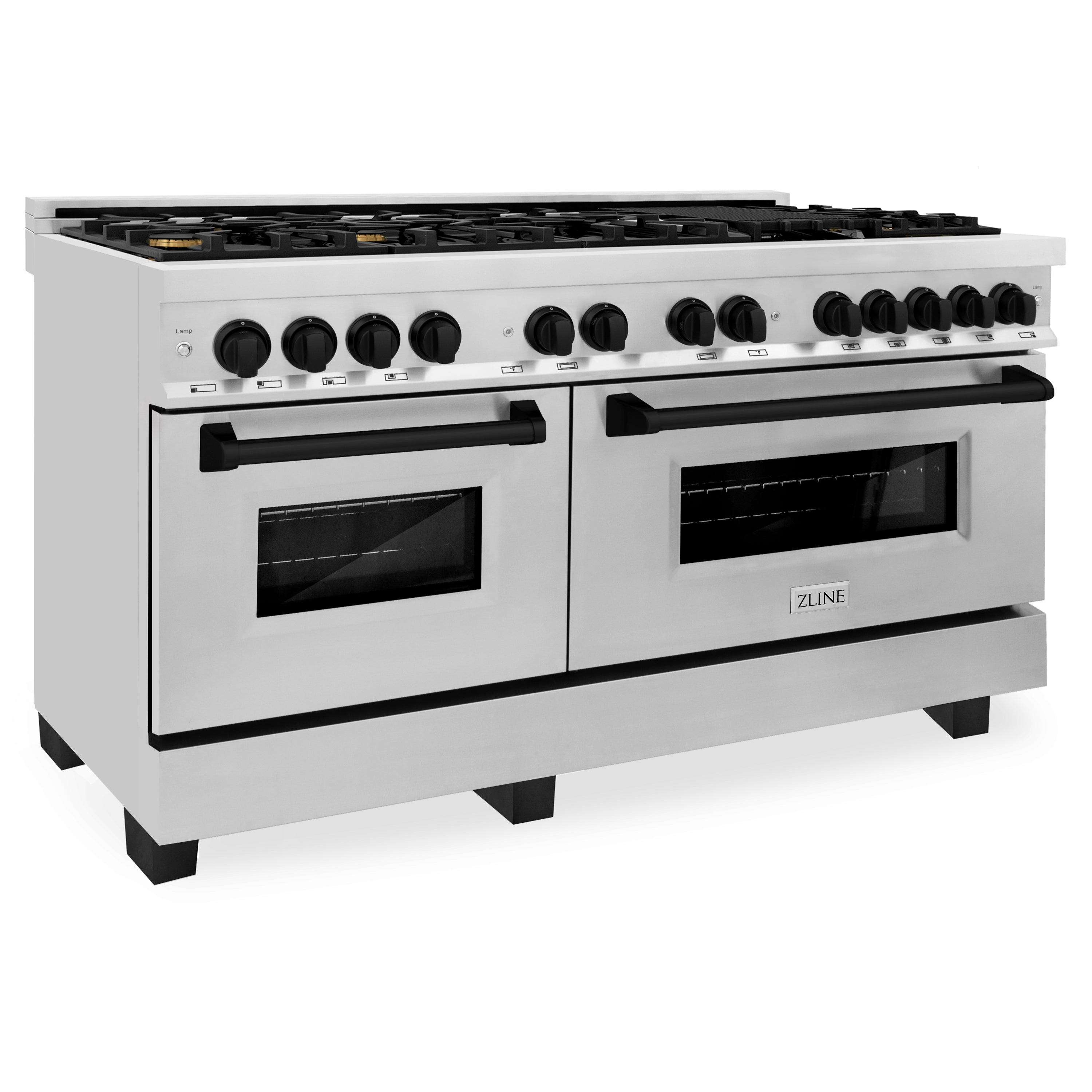 ZLINE Autograph Edition 60 in. 7.4 cu. ft. Legacy Dual Fuel Range with 9 Burner Gas Cooktop and 2 Electric Convection Ovens in Stainless Steel and Champagne Bronze Accents (RAZ-60-CB)