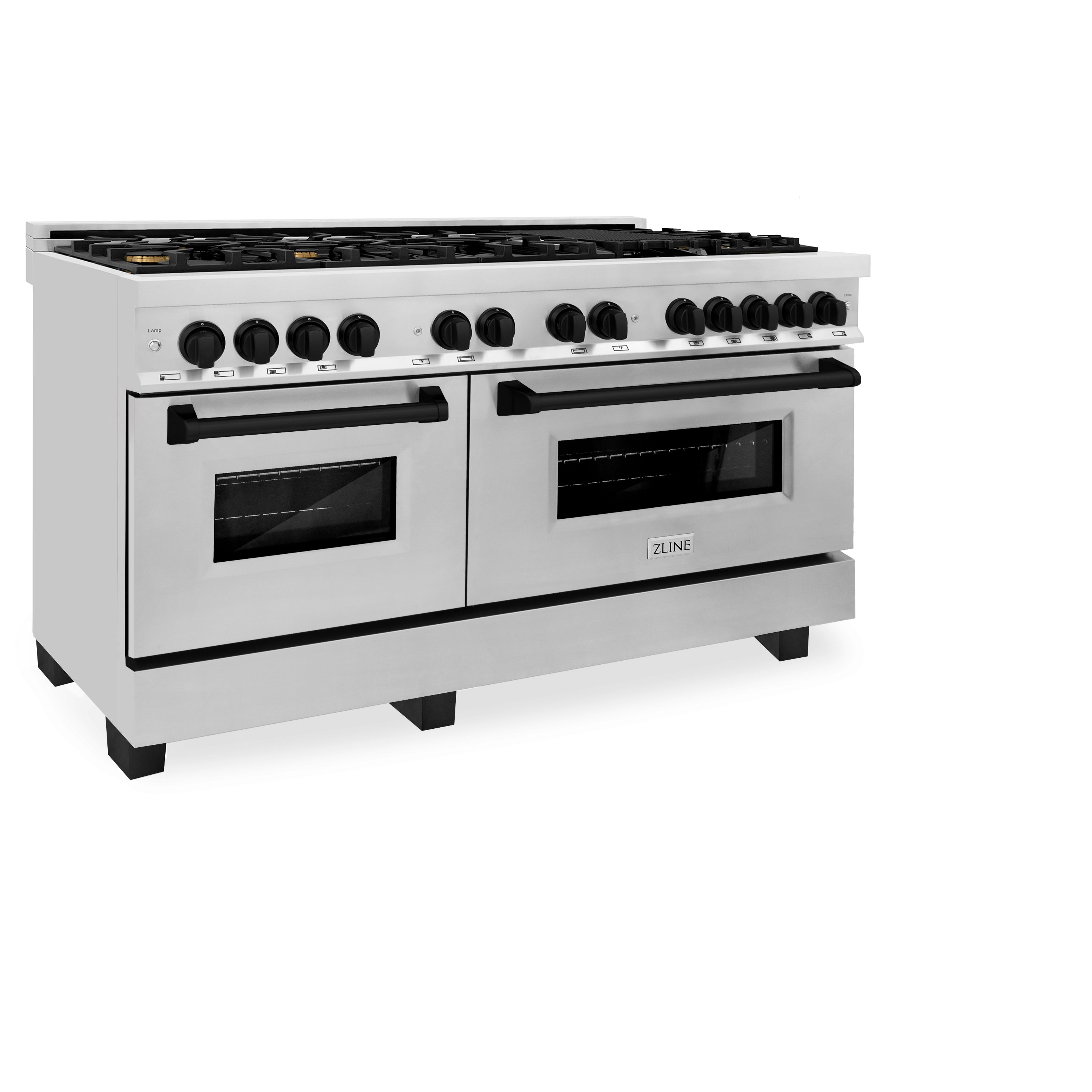 ZLINE Autograph Edition 60 in. 7.4 cu. ft. Legacy Dual Fuel Range with 9 Burner Gas Cooktop and 2 Electric Convection Ovens in Stainless Steel and Champagne Bronze Accents (RAZ-60-CB)
