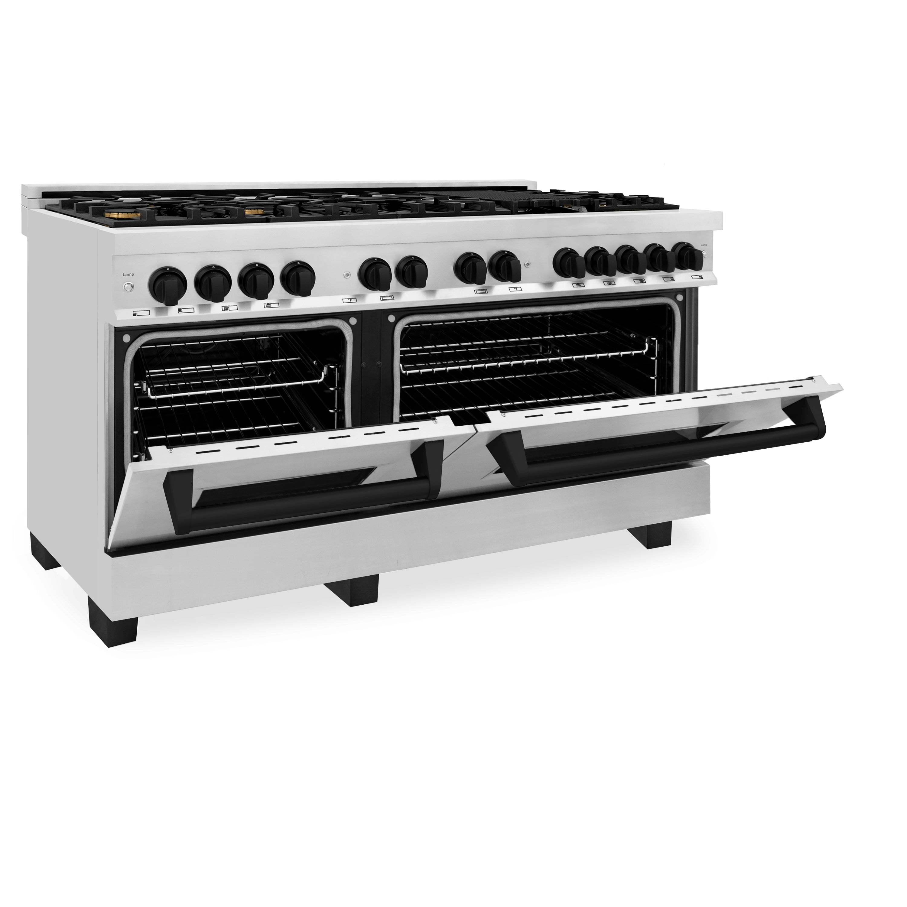 ZLINE Autograph Edition 60 in. 7.4 cu. ft. Legacy Dual Fuel Range with 9 Burner Gas Cooktop and 2 Electric Convection Ovens in Stainless Steel and Champagne Bronze Accents (RAZ-60-CB)