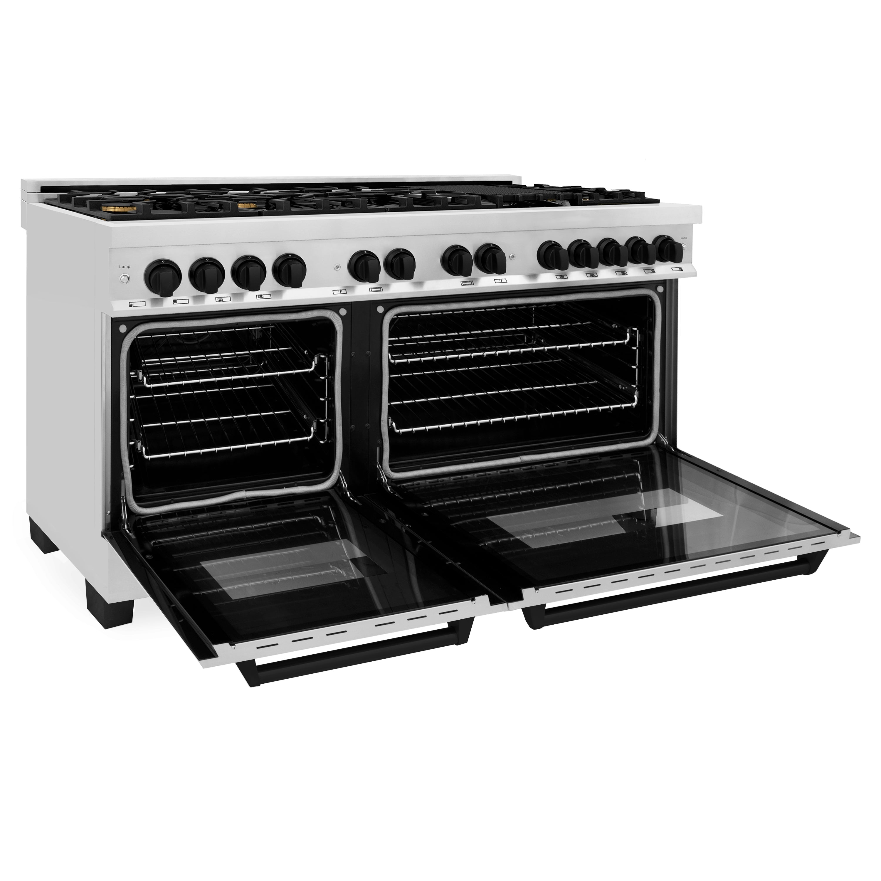 ZLINE Autograph Edition 60 in. 7.4 cu. ft. Legacy Dual Fuel Range with 9 Burner Gas Cooktop and 2 Electric Convection Ovens in Stainless Steel and Champagne Bronze Accents (RAZ-60-CB)
