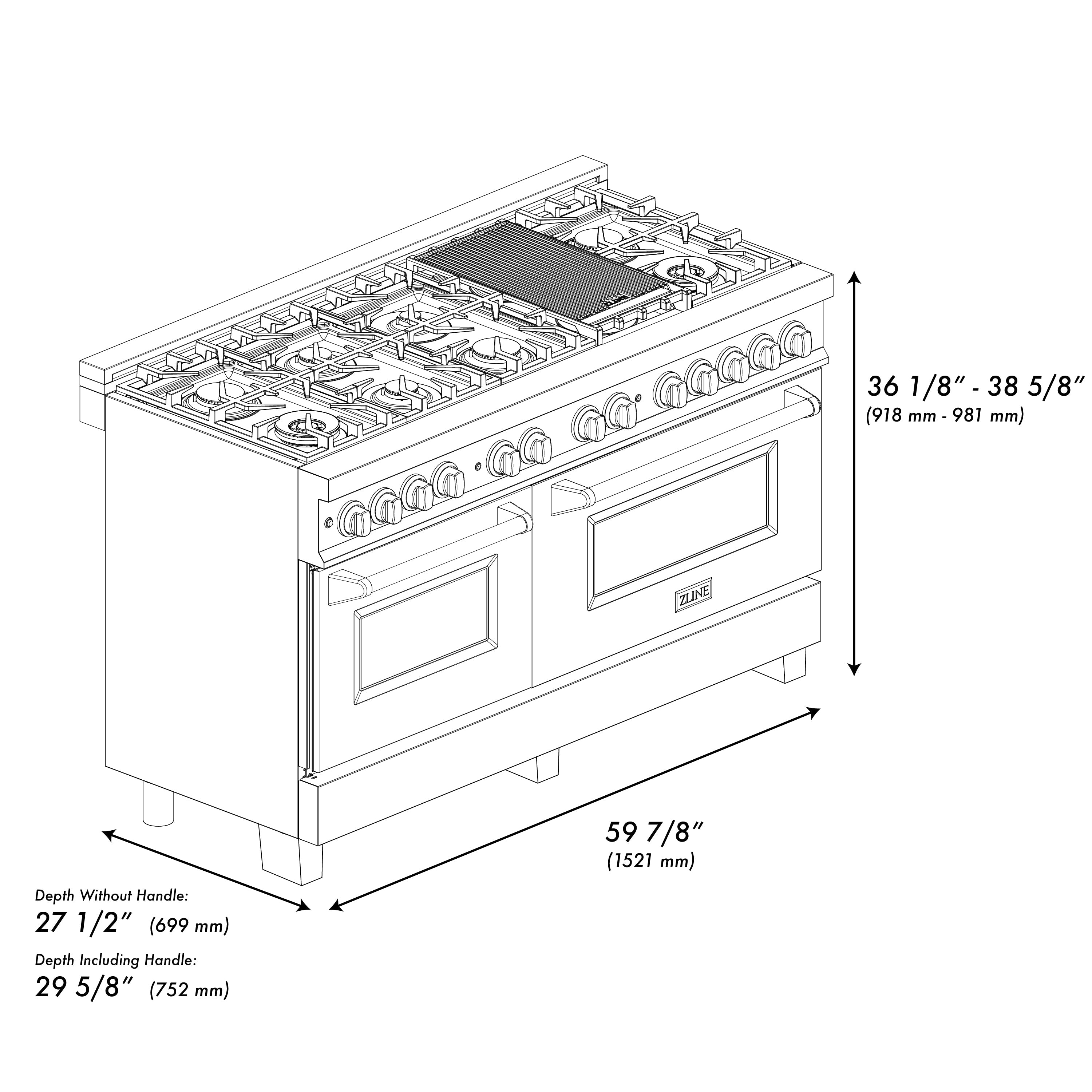 ZLINE Autograph Edition 60 in. 7.4 cu. ft. Legacy Dual Fuel Range with 9 Burner Gas Cooktop and 2 Electric Convection Ovens in Stainless Steel and Champagne Bronze Accents (RAZ-60-CB)