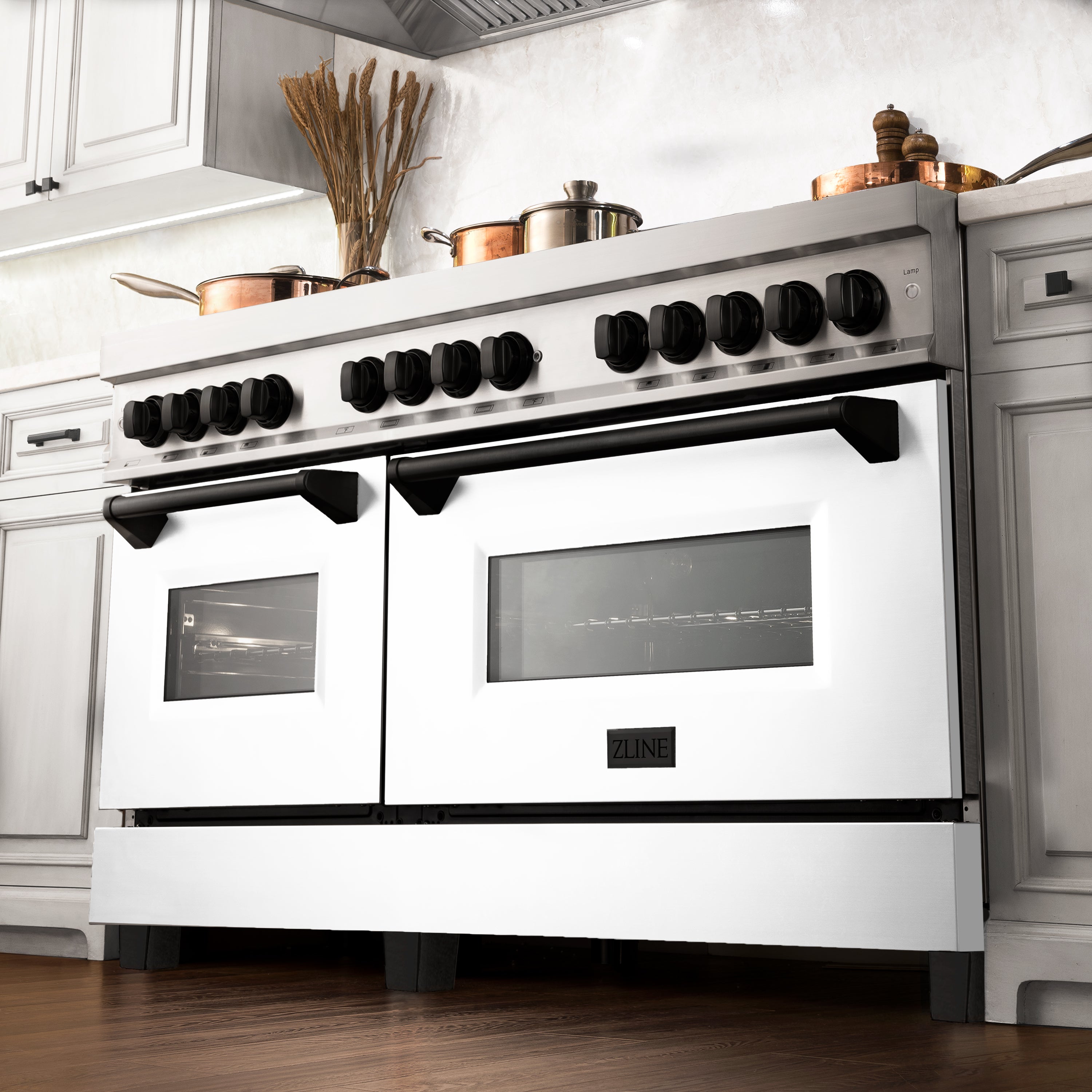 ZLINE Autograph Edition 60 in. 7.4 cu. ft. Legacy Dual Fuel Range with 9 Burner Gas Cooktop and 2 Electric Convection Ovens in Stainless Steel and Champagne Bronze Accents (RAZ-60-CB)