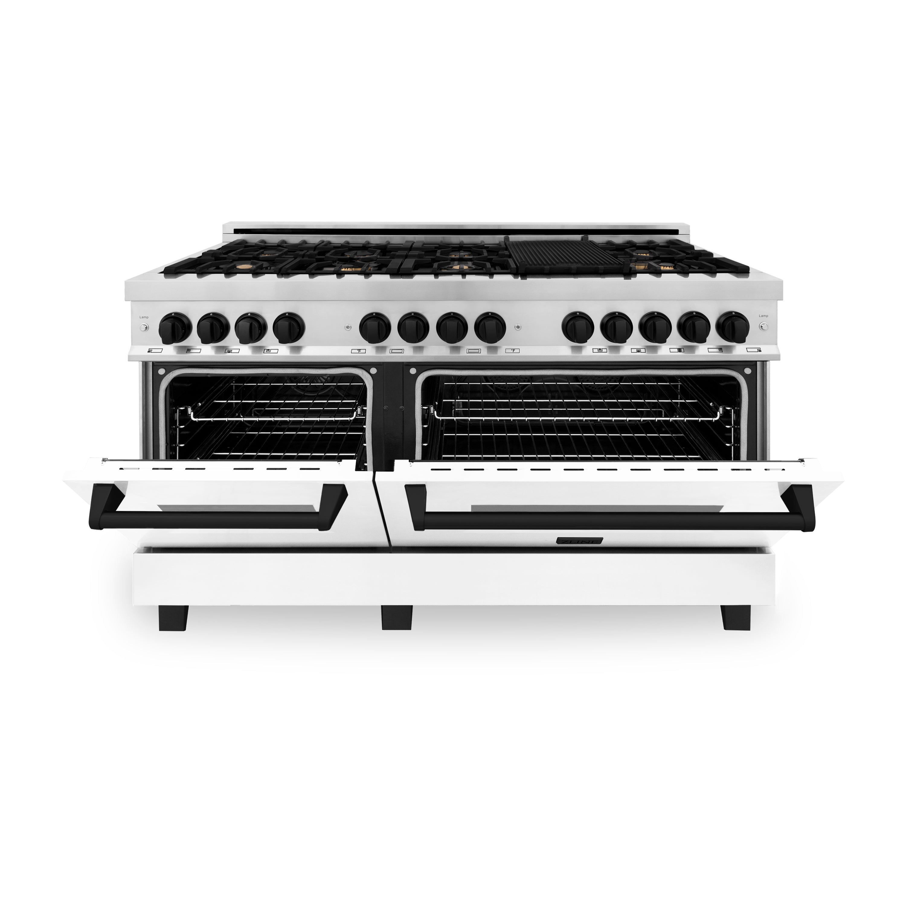 ZLINE Autograph Edition 60 in. 7.4 cu. ft. Legacy Dual Fuel Range with 9 Burner Gas Cooktop and 2 Electric Convection Ovens in Stainless Steel and Champagne Bronze Accents (RAZ-60-CB)