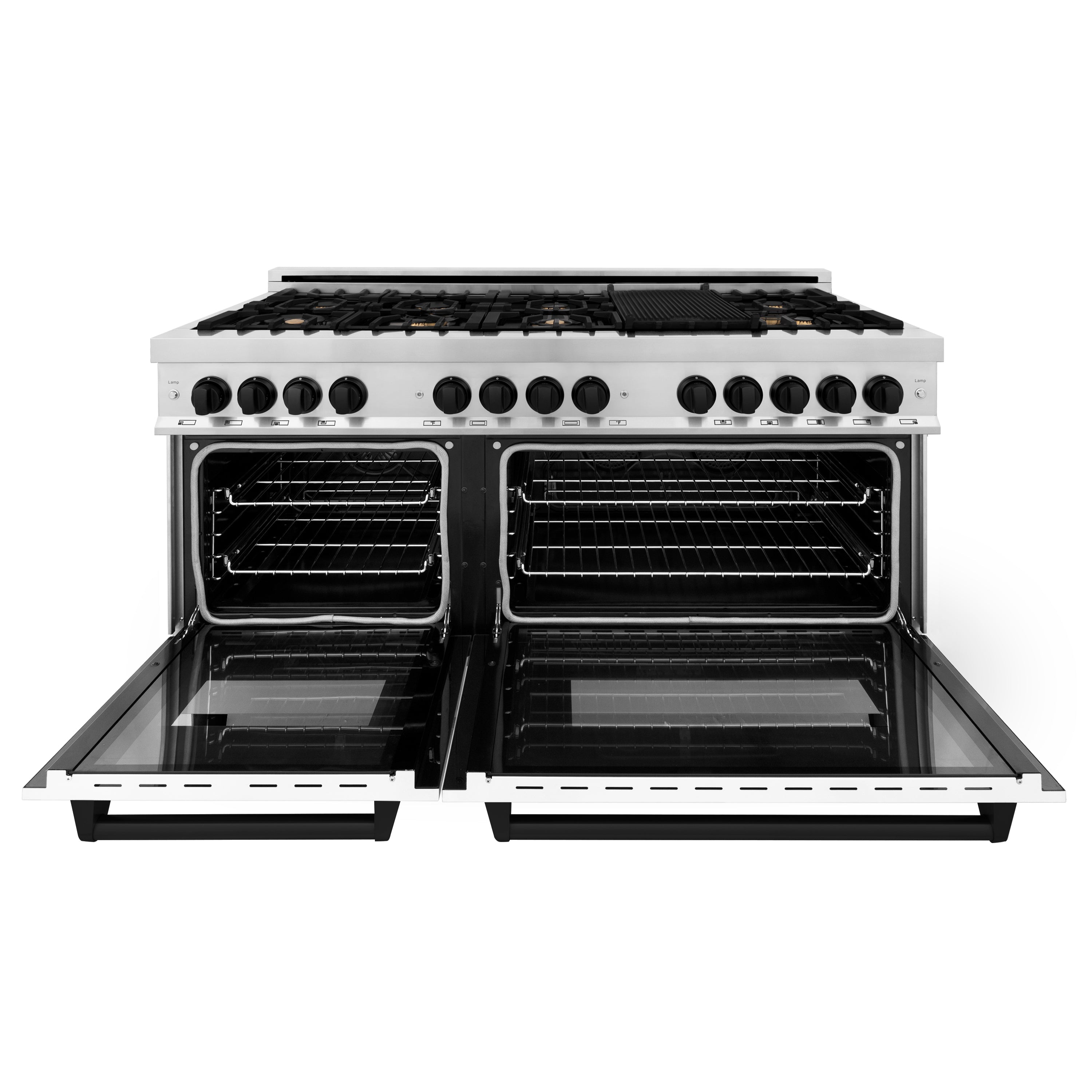 ZLINE Autograph Edition 60 in. 7.4 cu. ft. Legacy Dual Fuel Range with 9 Burner Gas Cooktop and 2 Electric Convection Ovens in Stainless Steel and Champagne Bronze Accents (RAZ-60-CB)
