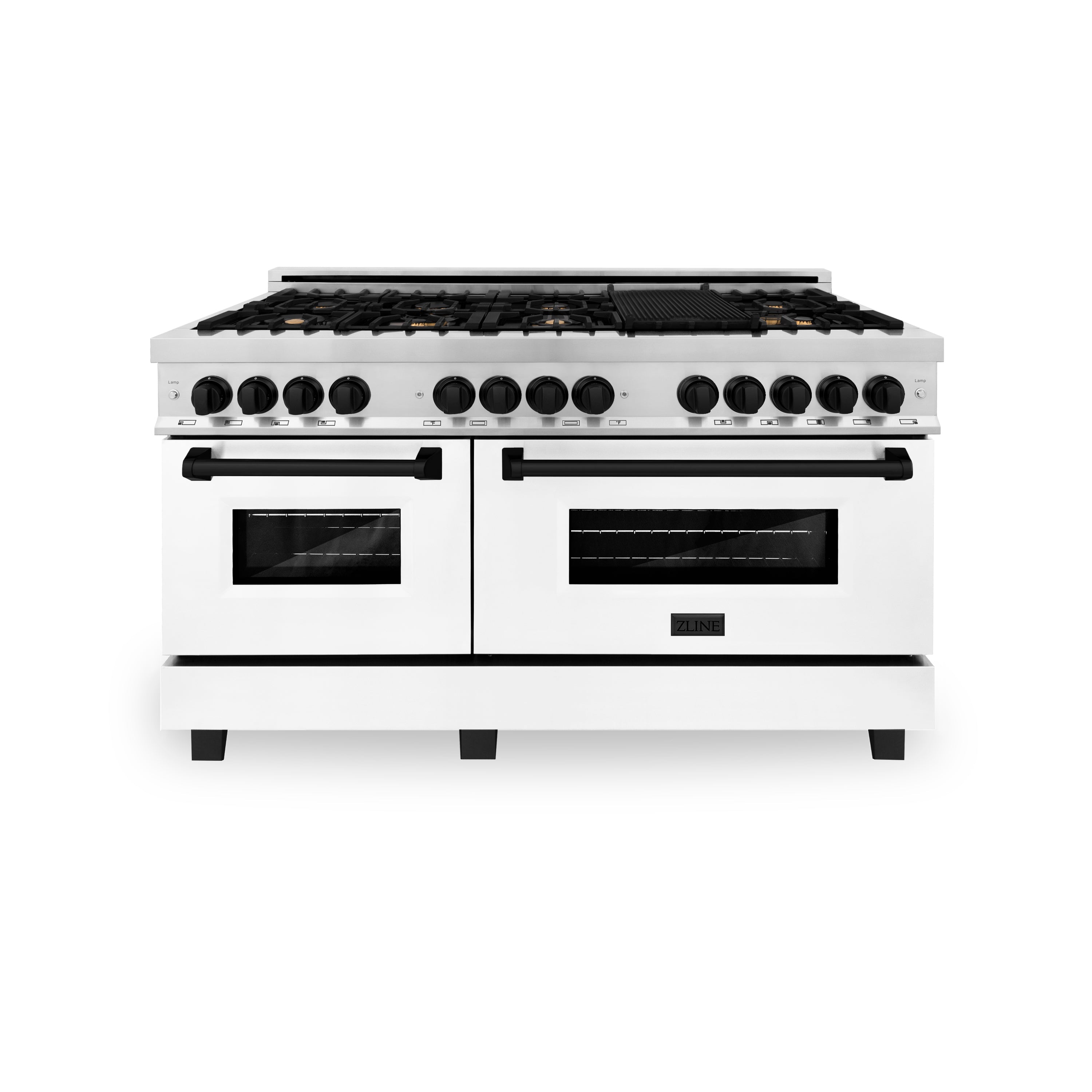 ZLINE Autograph Edition 60 in. 7.4 cu. ft. Legacy Dual Fuel Range with 9 Burner Gas Cooktop and 2 Electric Convection Ovens in Stainless Steel and Champagne Bronze Accents (RAZ-60-CB)