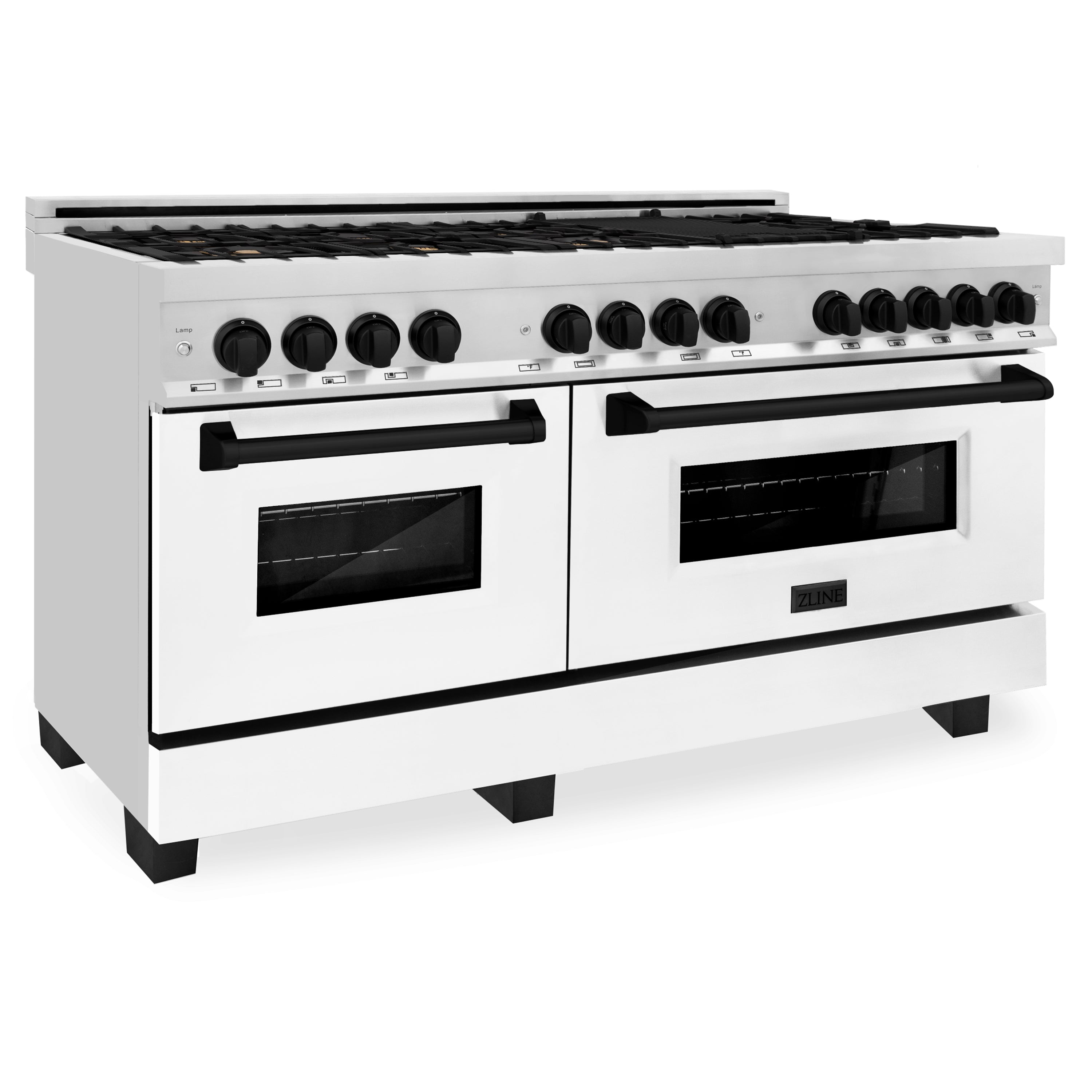 ZLINE Autograph Edition 60 in. 7.4 cu. ft. Legacy Dual Fuel Range with 9 Burner Gas Cooktop and 2 Electric Convection Ovens in Stainless Steel and Champagne Bronze Accents (RAZ-60-CB)