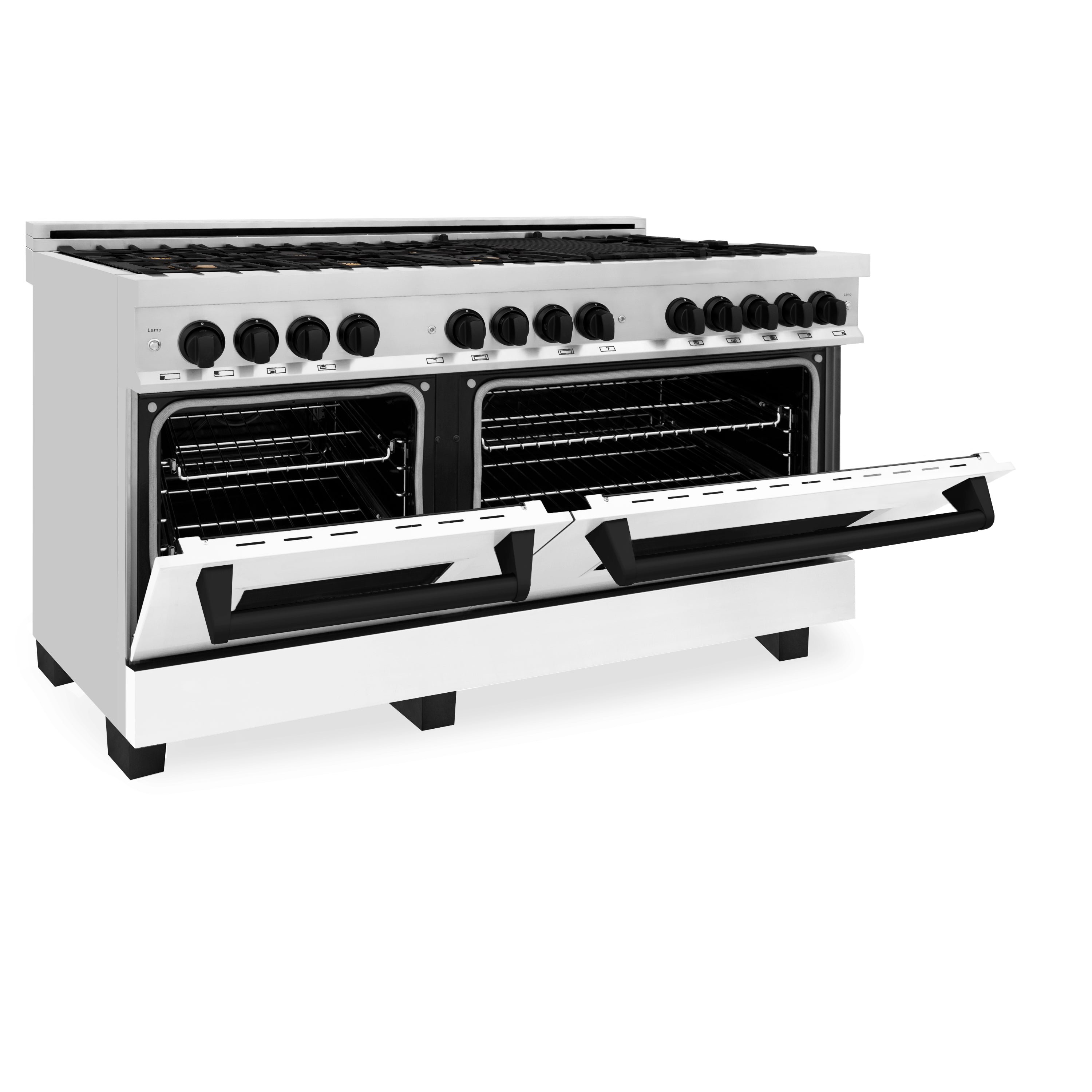 ZLINE Autograph Edition 60 in. 7.4 cu. ft. Legacy Dual Fuel Range with 9 Burner Gas Cooktop and 2 Electric Convection Ovens in Stainless Steel and Champagne Bronze Accents (RAZ-60-CB)