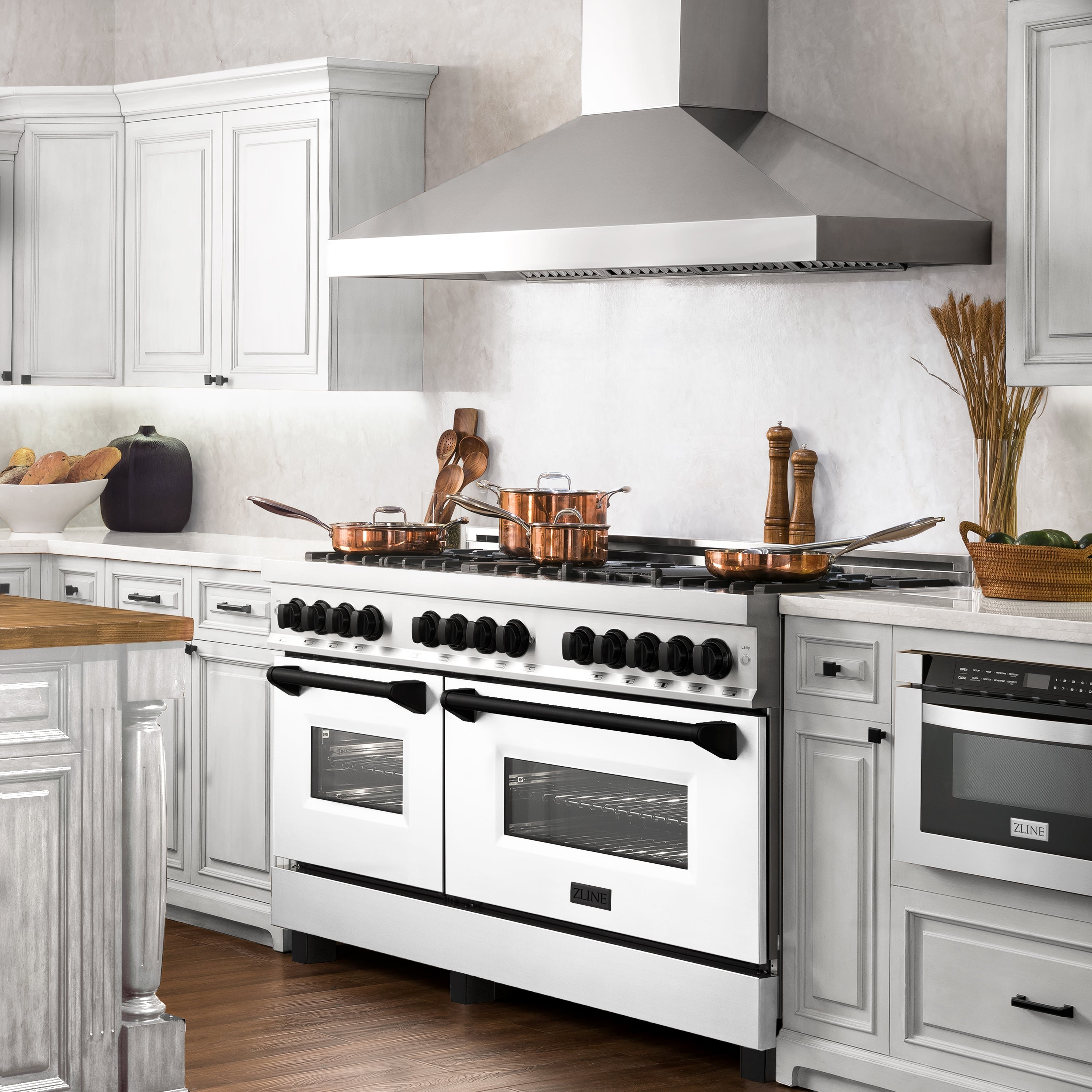 ZLINE Autograph Edition 60 in. 7.4 cu. ft. Legacy Dual Fuel Range with 9 Burner Gas Cooktop and 2 Electric Convection Ovens in Stainless Steel and Champagne Bronze Accents (RAZ-60-CB)